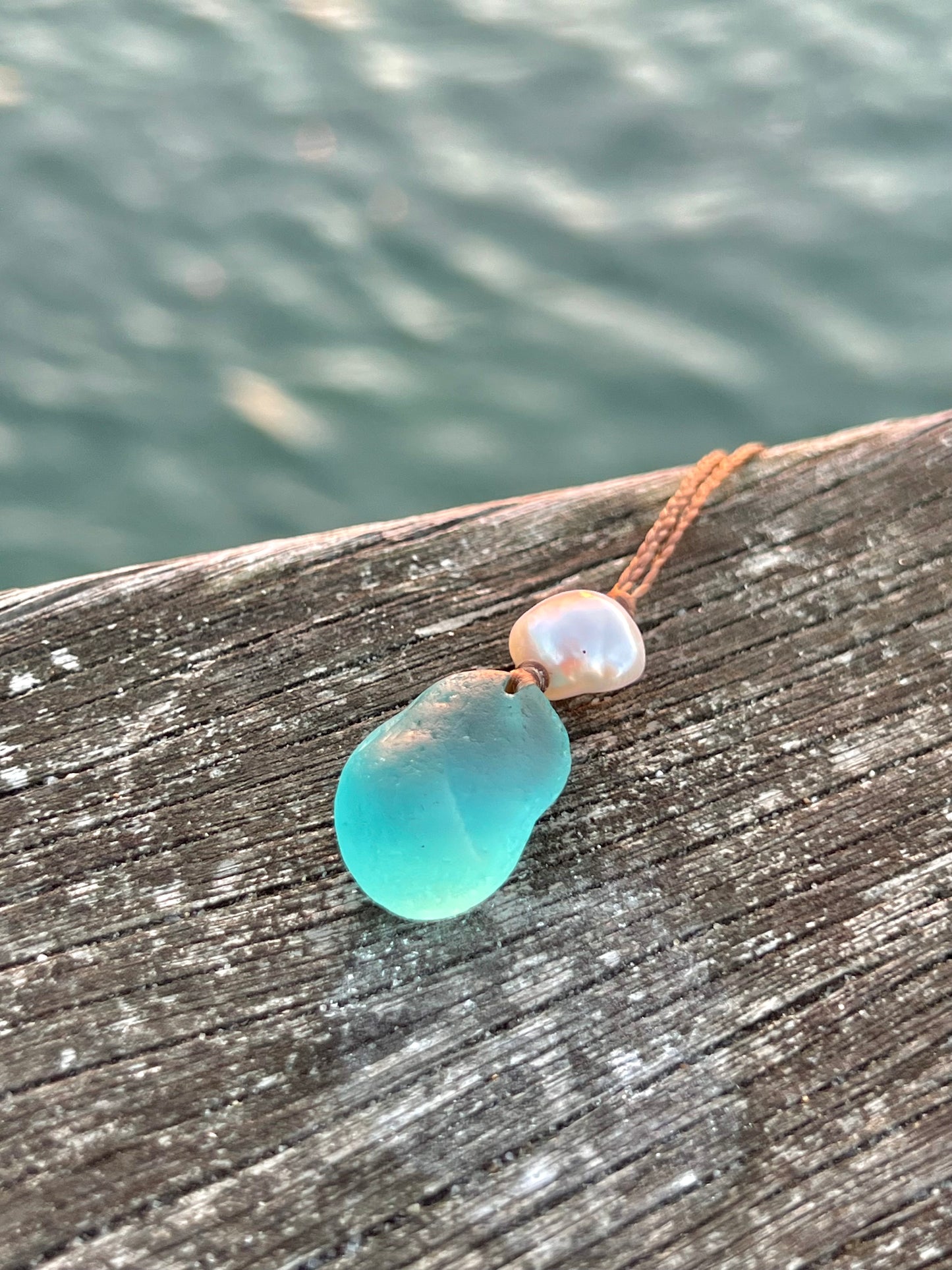 Aqua Sea Glass Necklace