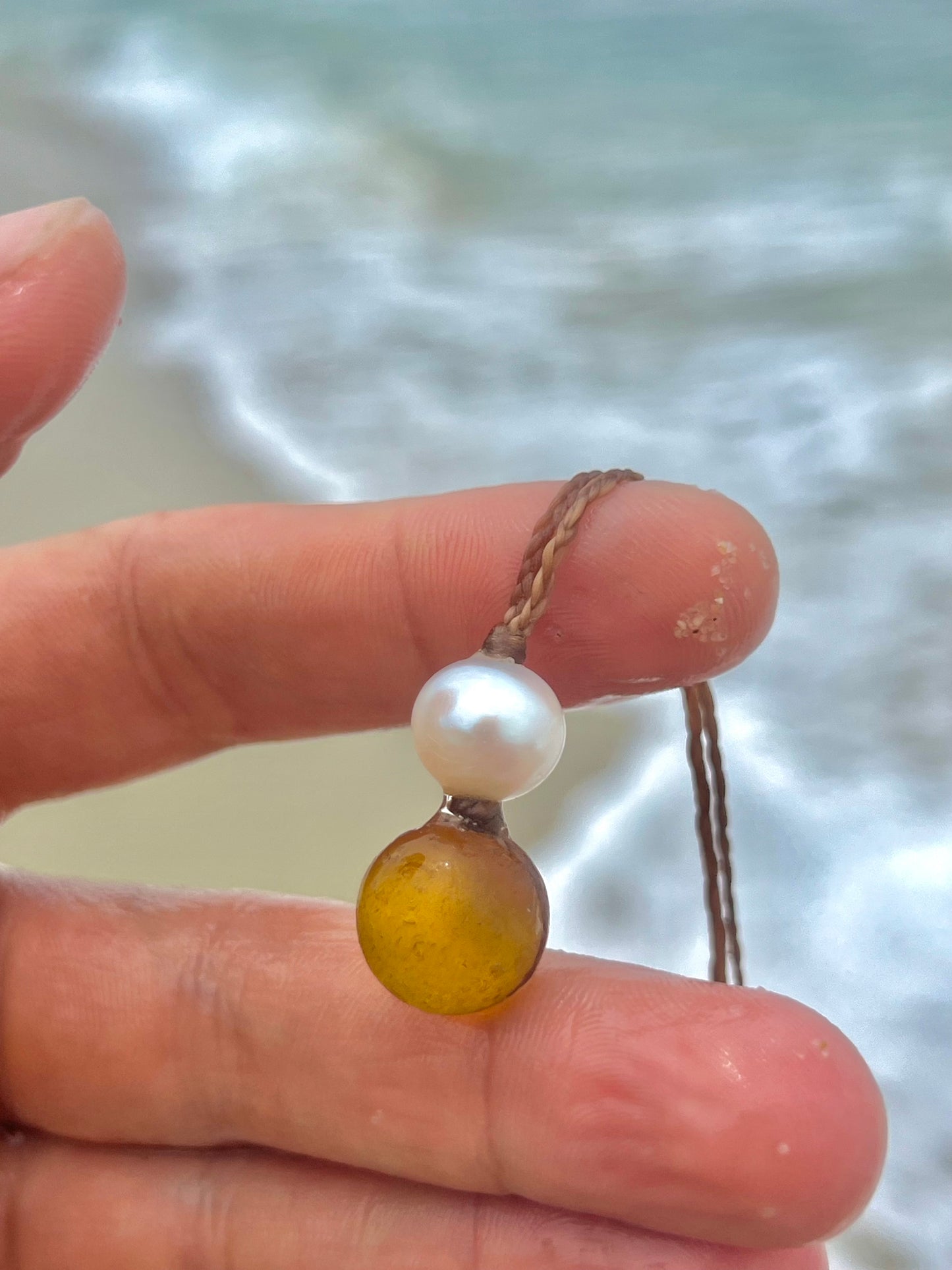 Orange Sea Marble Necklace- Tension Set