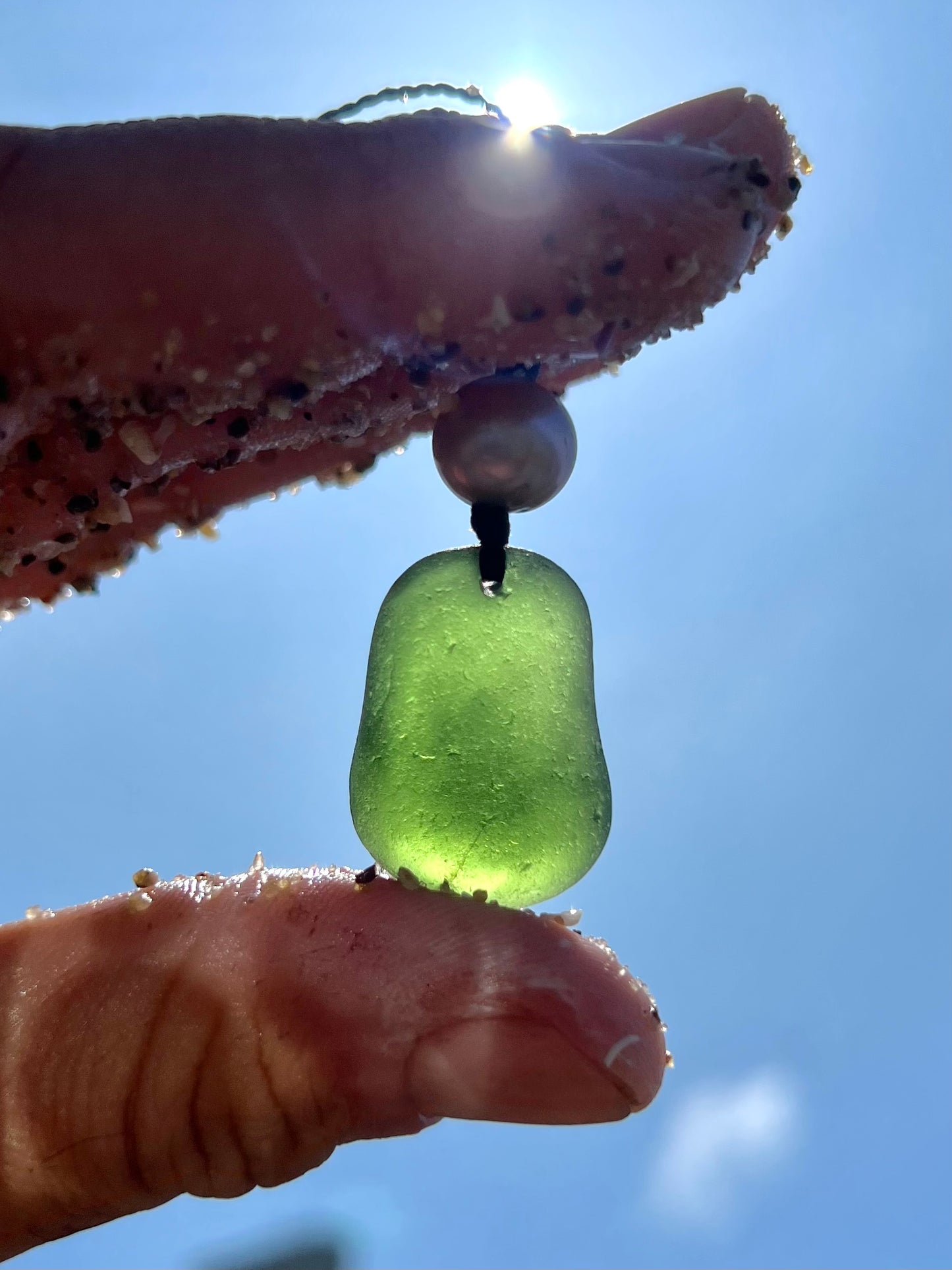Juicy “Pickle” Dark Green Sea Glass Necklace