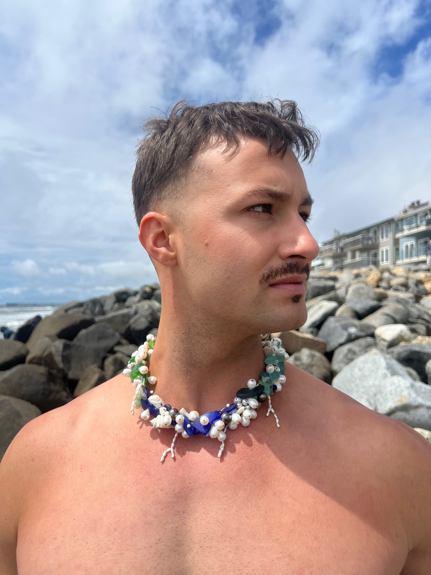 Sea Glass Lei- cobalt to green ombré