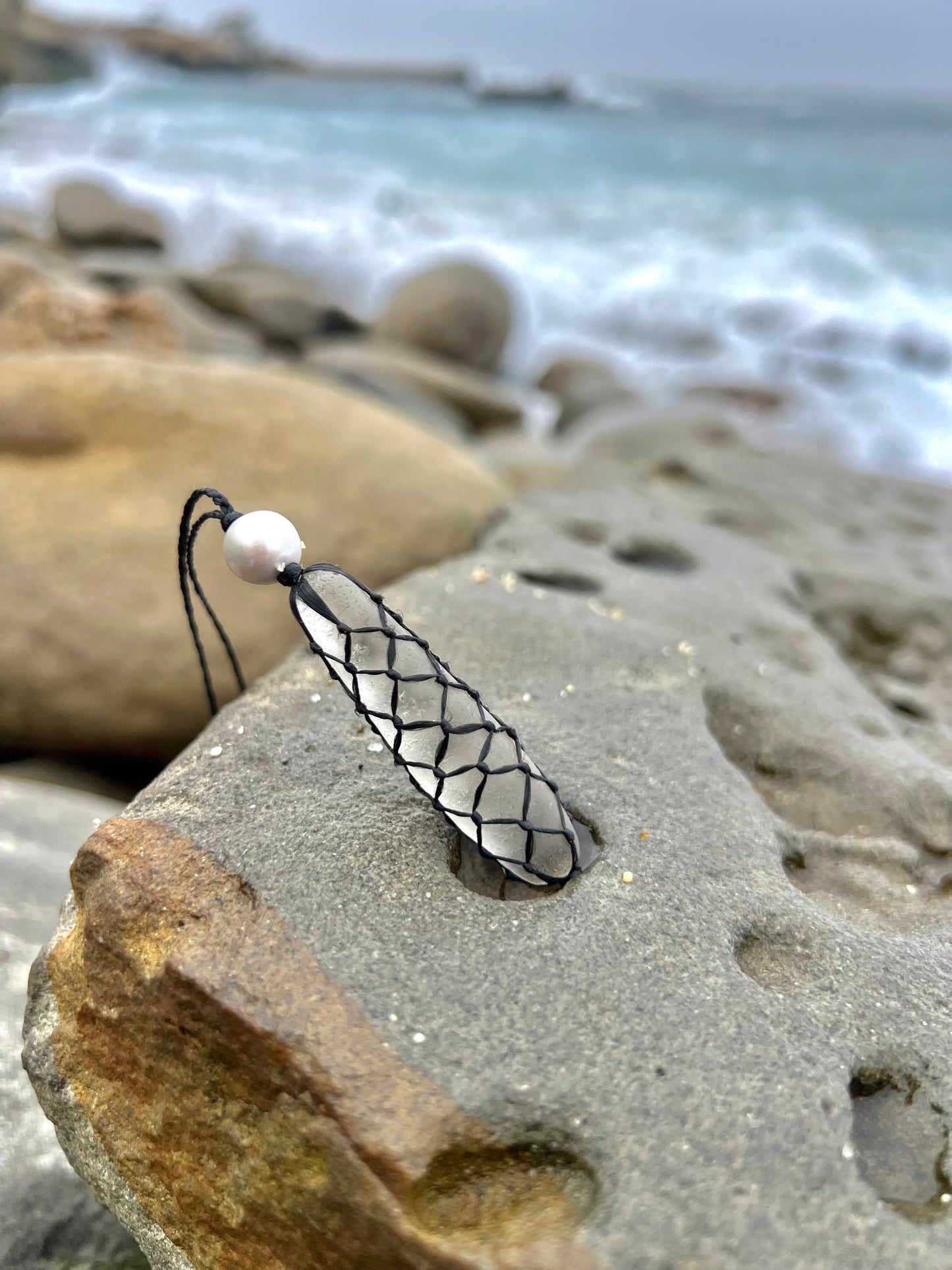 “Crystal Drop” Sea Glass Chandelier Necklace