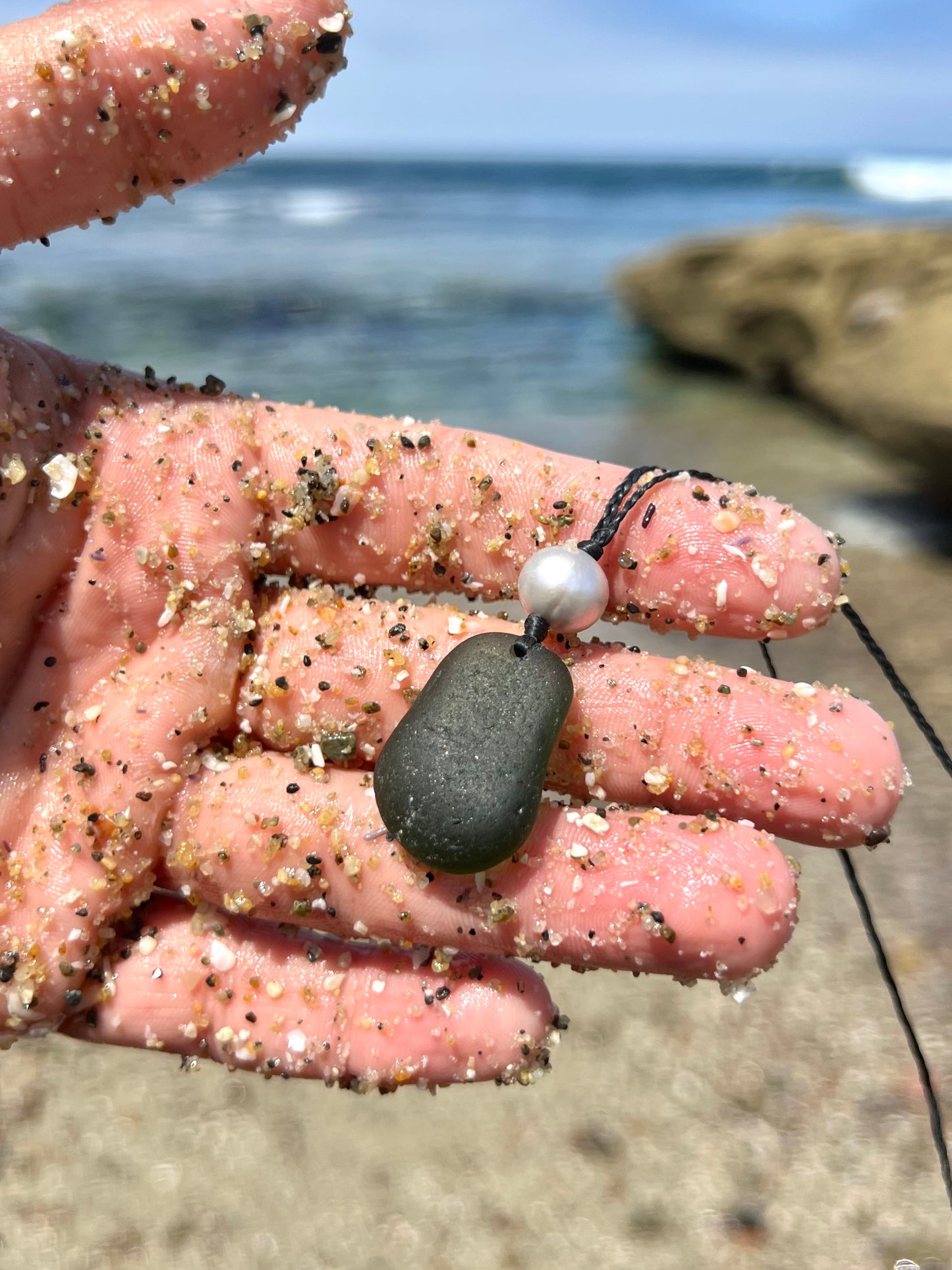 Juicy “Pickle” Dark Green Sea Glass Necklace