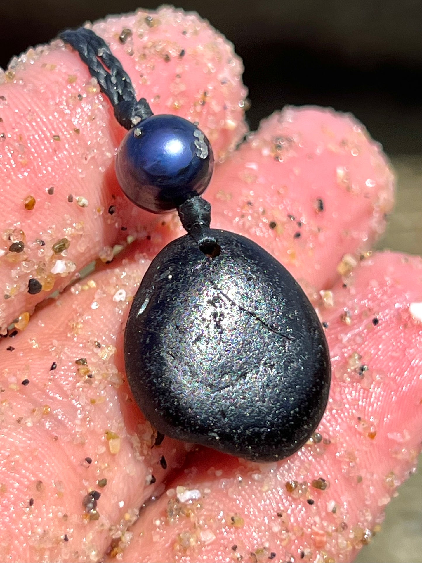 VERY Dark Olive Sea Glass Necklace