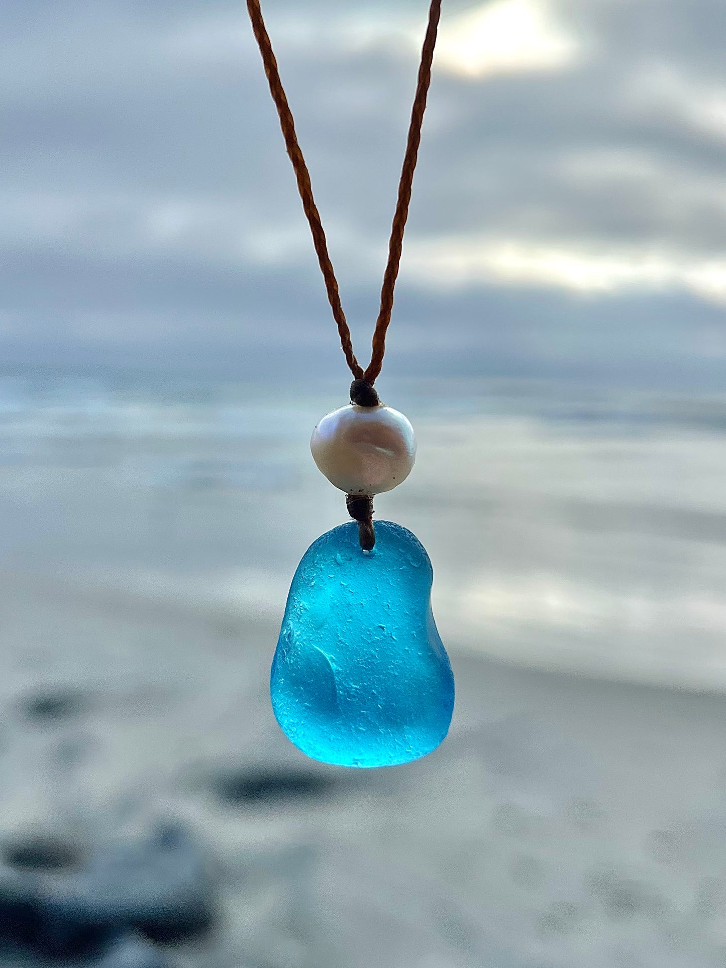 RARE Turquoise Sea Glass Necklace