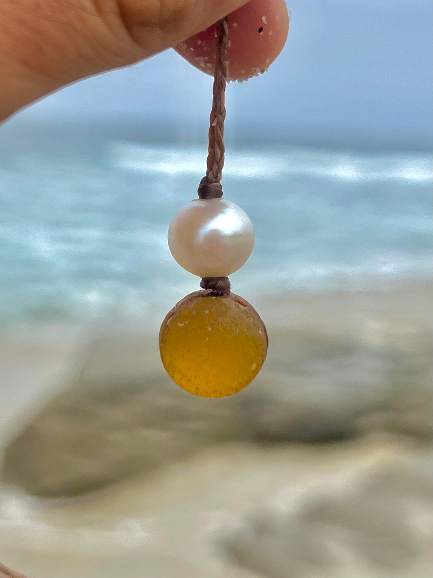 Orange Sea Marble Necklace- Tension Set