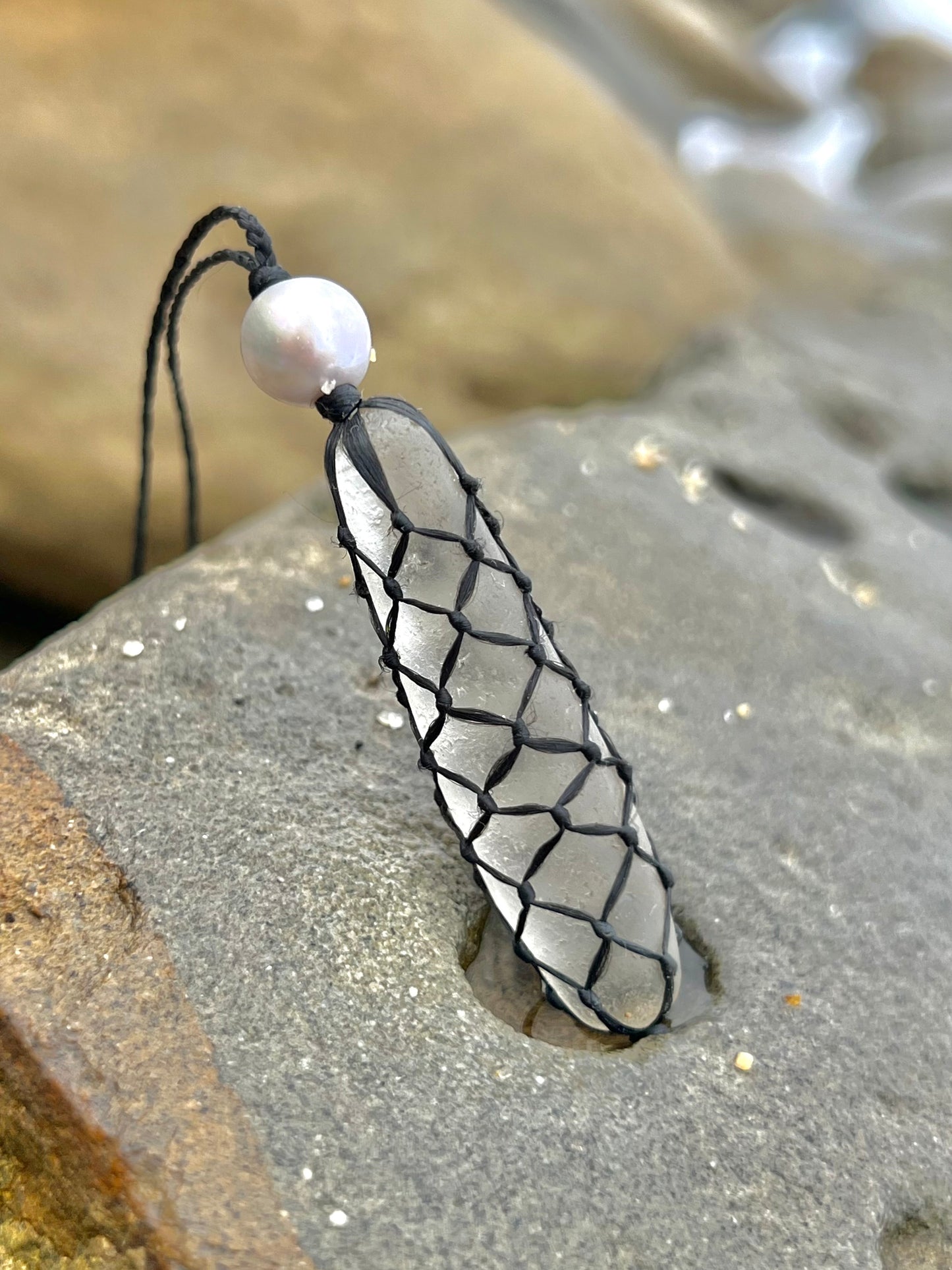 “Crystal Drop” Sea Glass Chandelier Necklace