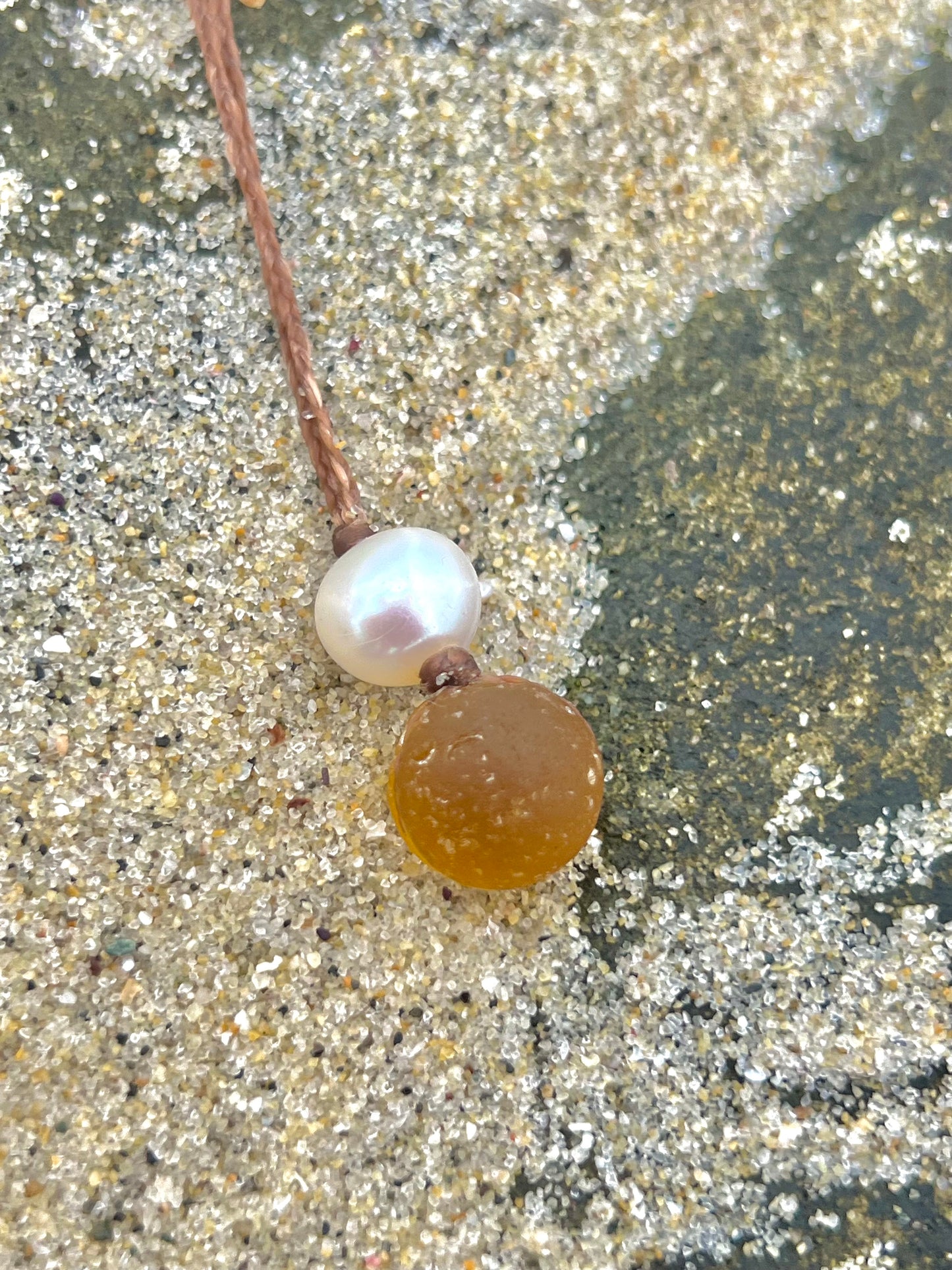 Orange Sea Marble Necklace- Tension Set