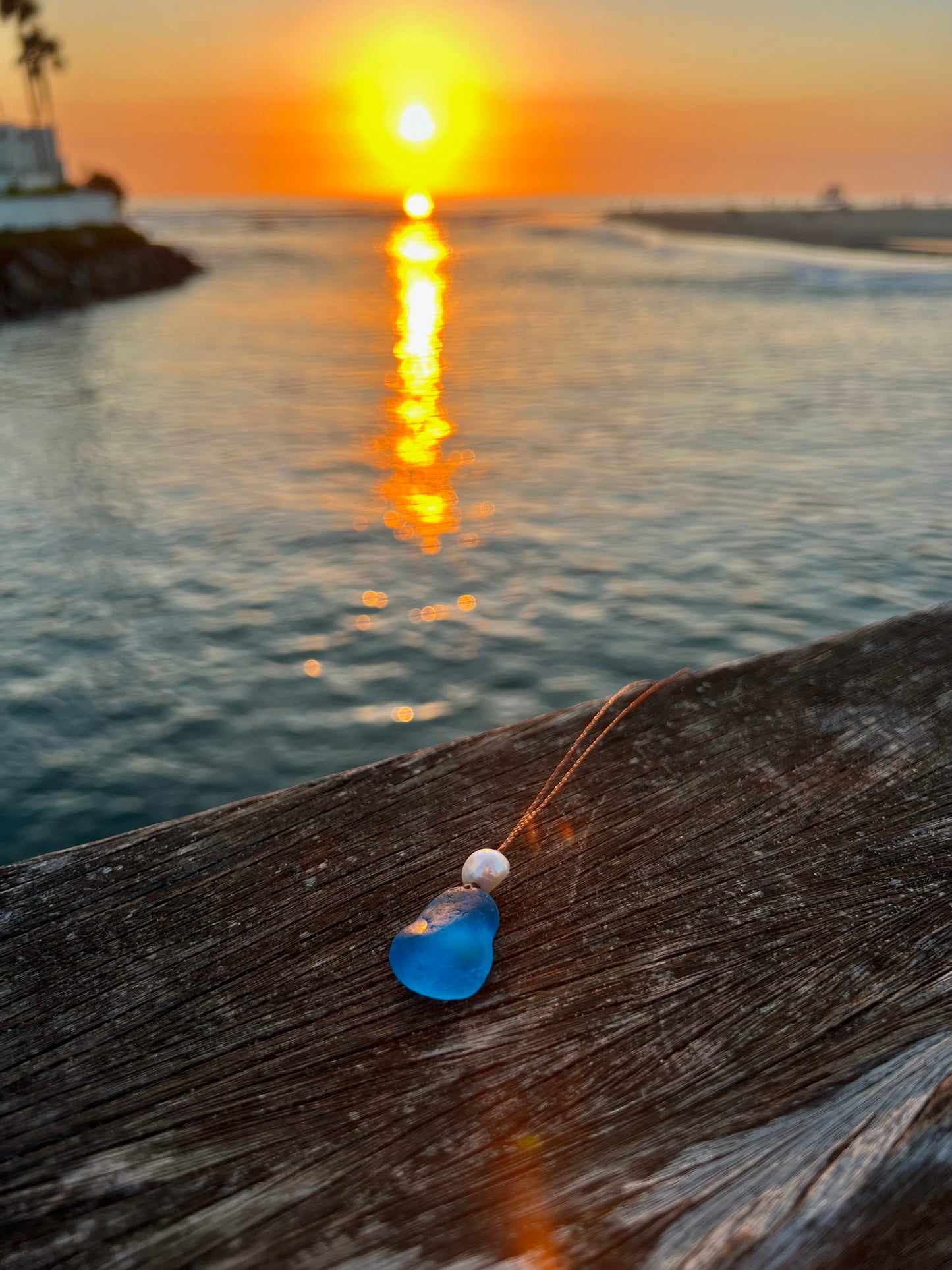 RARE Turquoise Sea Glass Necklace