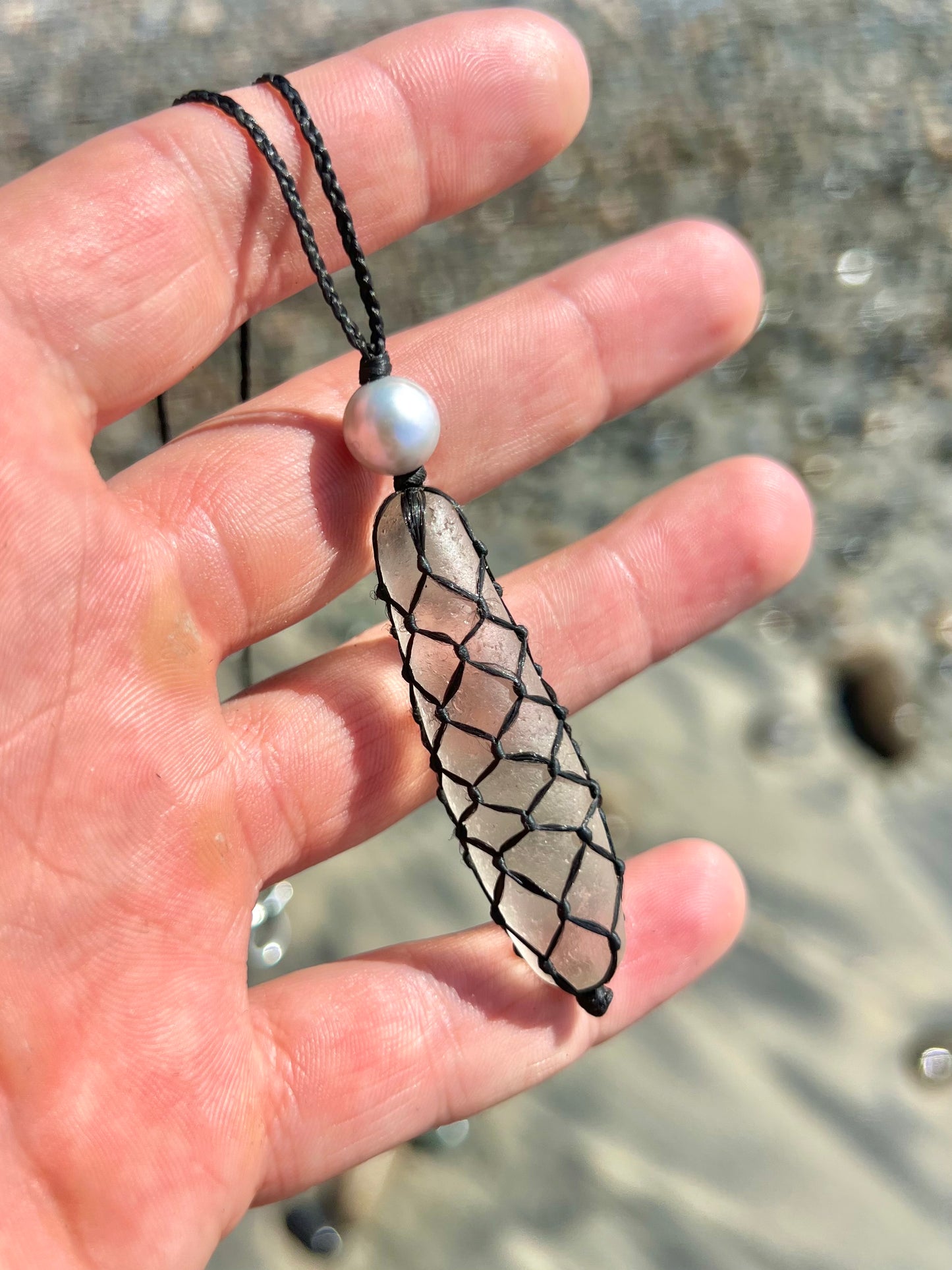 “Crystal Drop” Sea Glass Chandelier Necklace