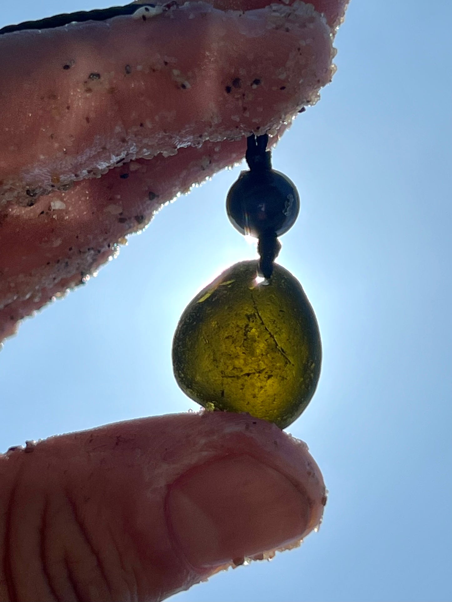 VERY Dark Olive Sea Glass Necklace
