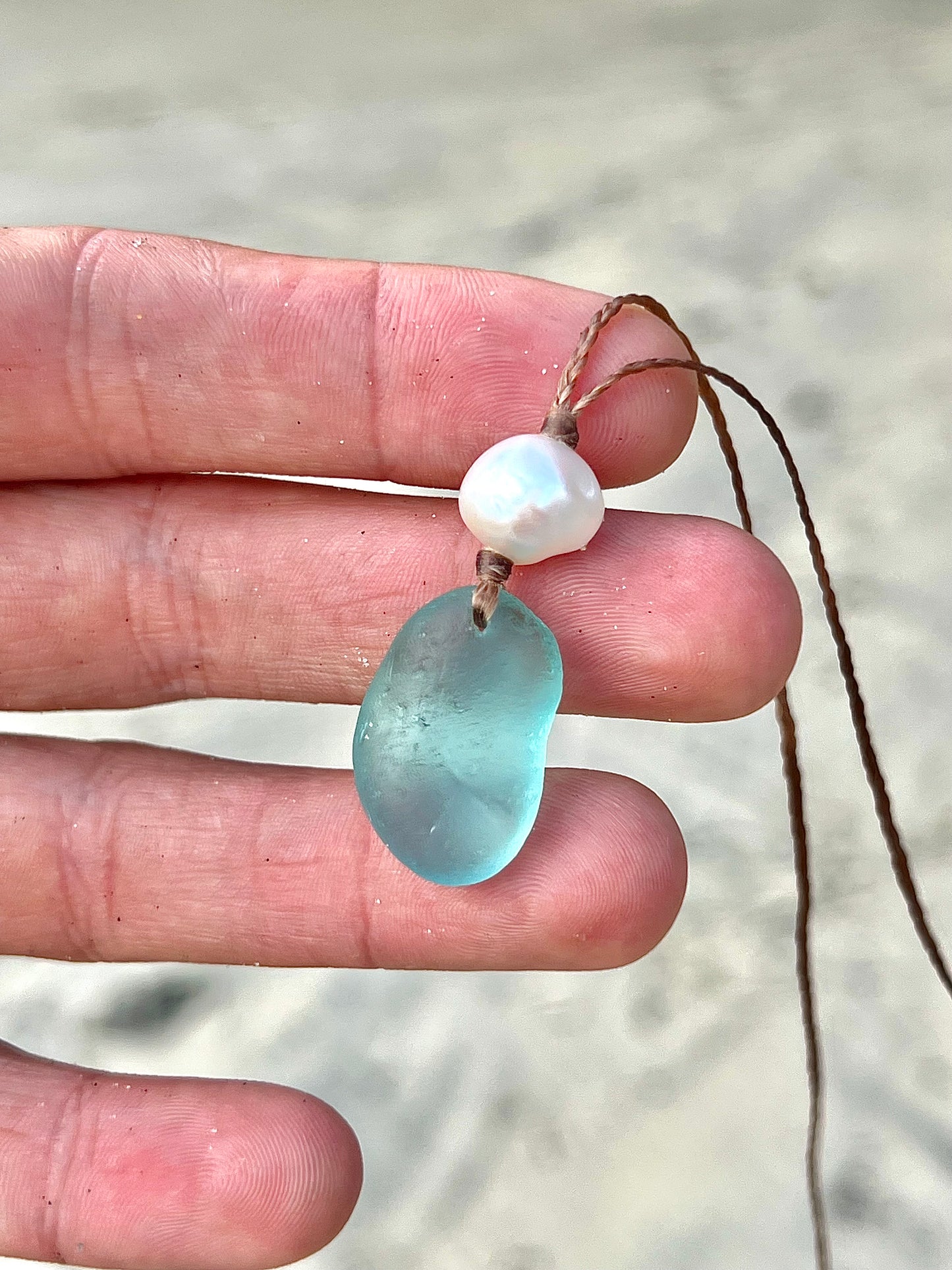 Aqua Sea Glass Necklace