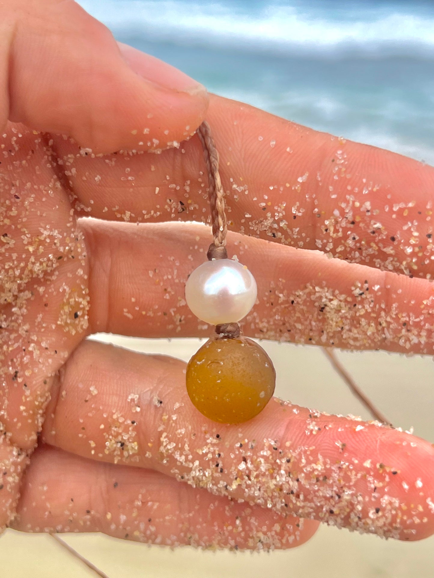 Orange Sea Marble Necklace- Tension Set