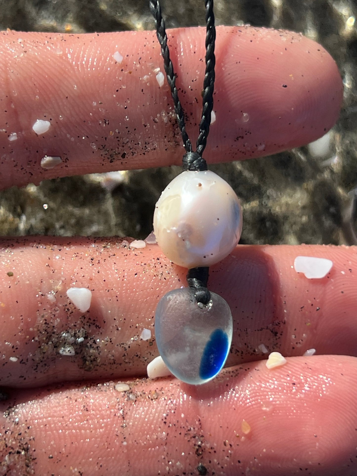 Seaham Blue Multi Sea Glass Necklace