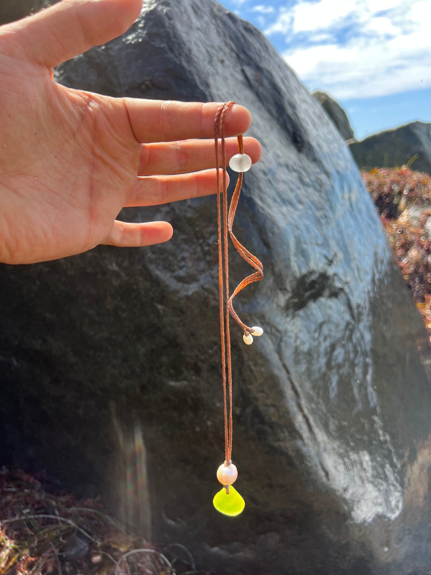 Lemon Yellow UV Sea Glass Necklace