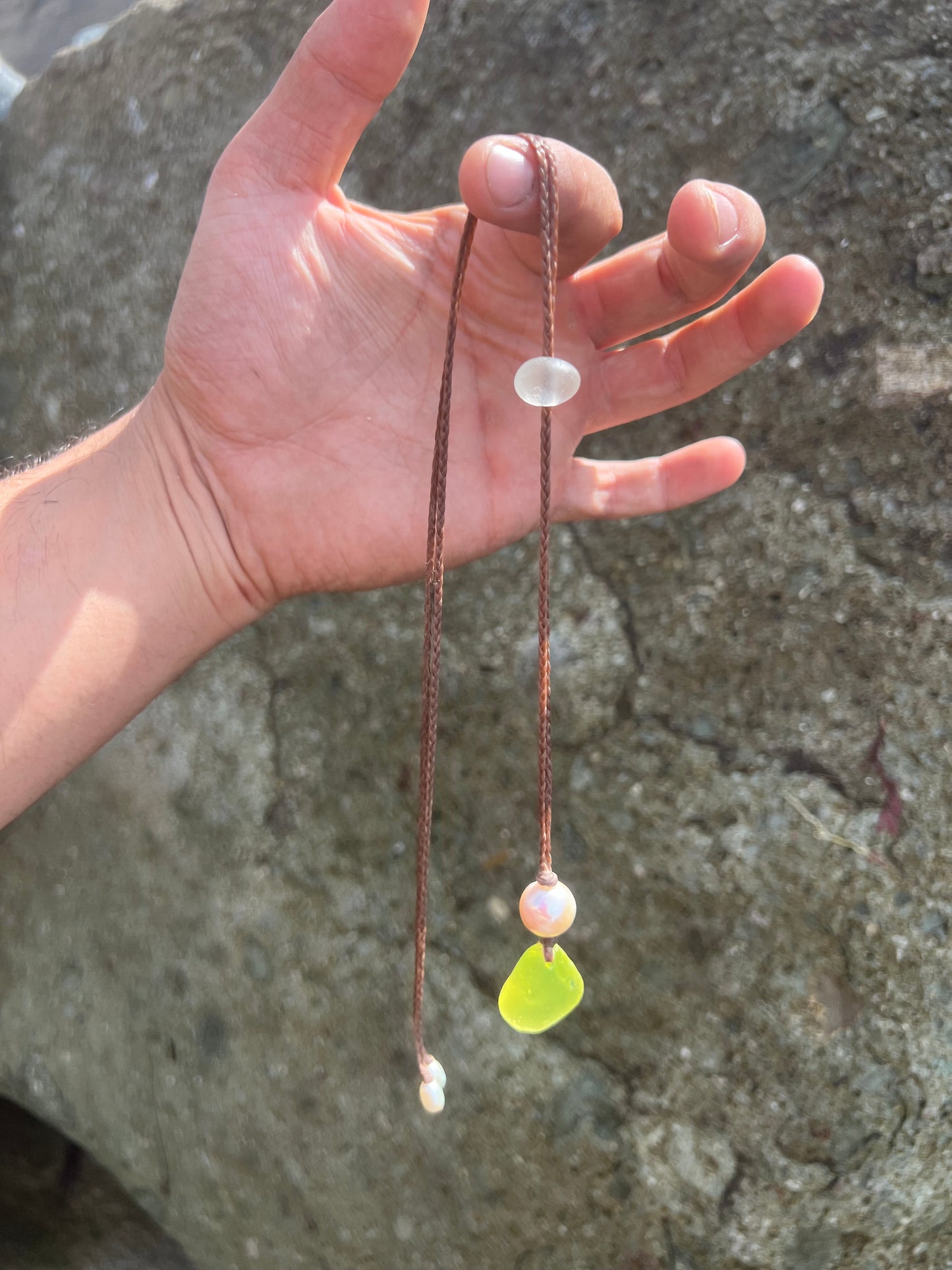 Lemon Yellow UV Sea Glass Necklace
