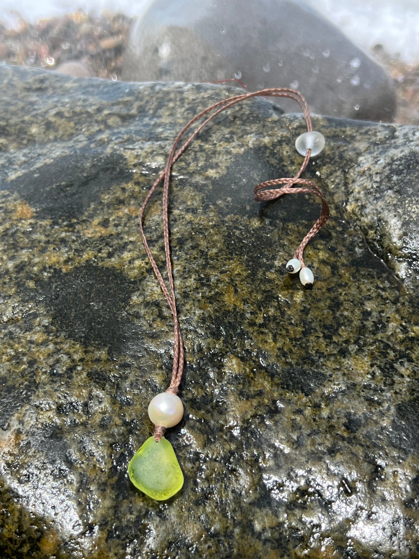 Lemon Yellow UV Sea Glass Necklace