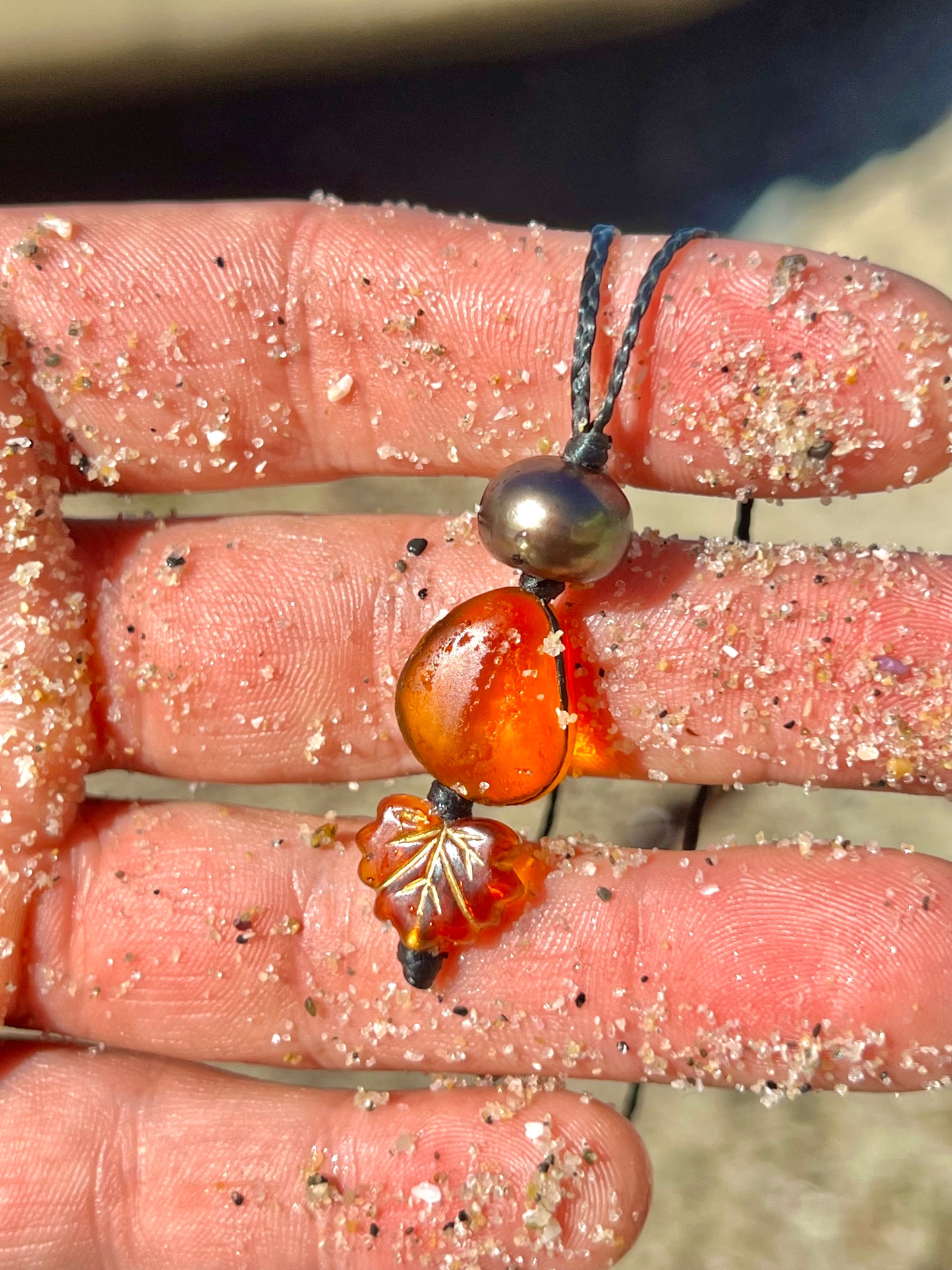 Autumn Orange-Sea Glass Necklace **RARE**