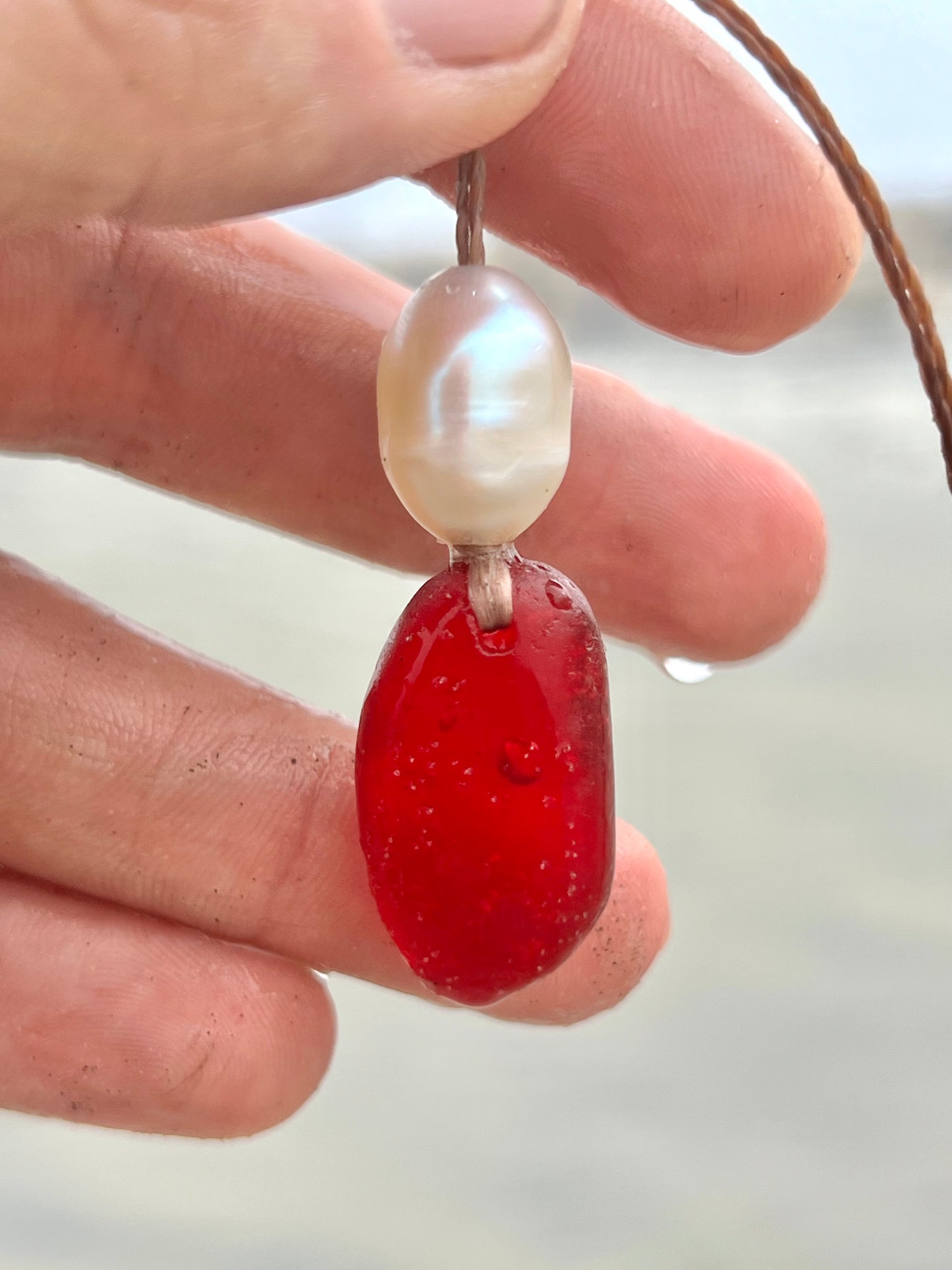 “Fire” Red Sea Glass Necklace