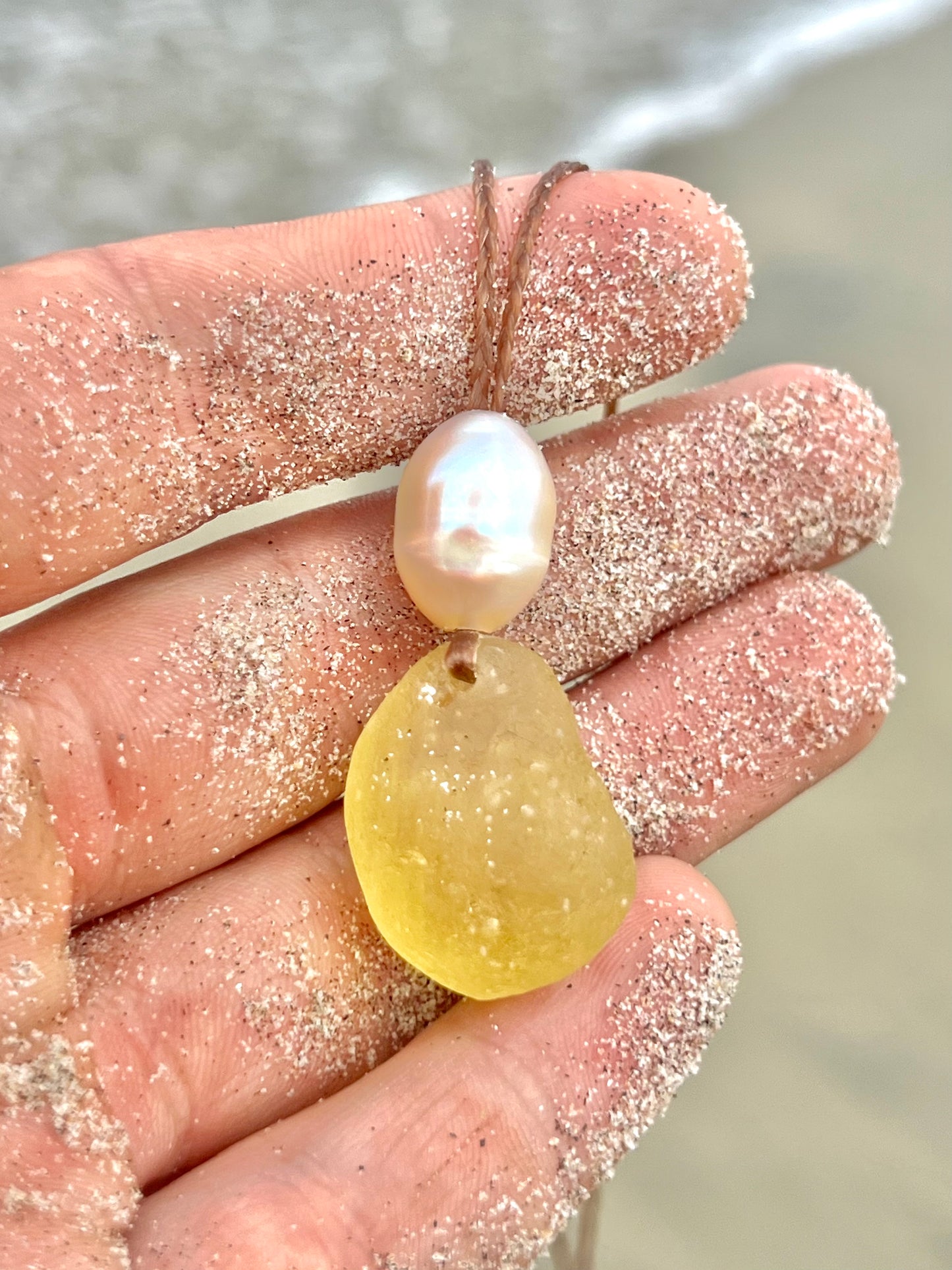Lemon Yellow Sea Glass Necklace