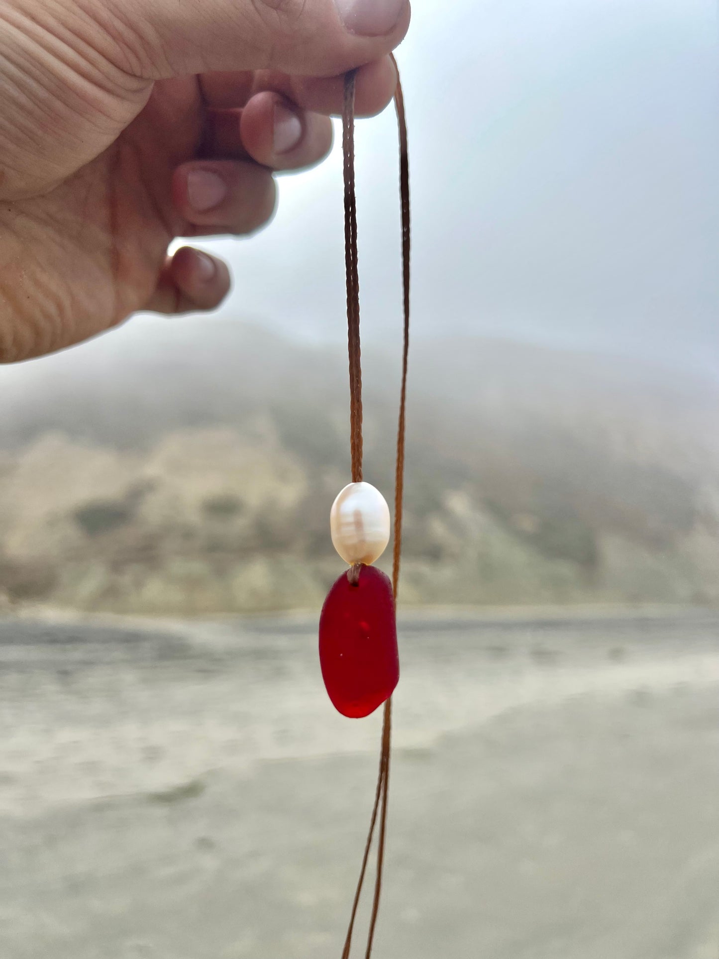“Fire” Red Sea Glass Necklace