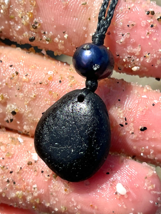 VERY Dark Olive Sea Glass Necklace