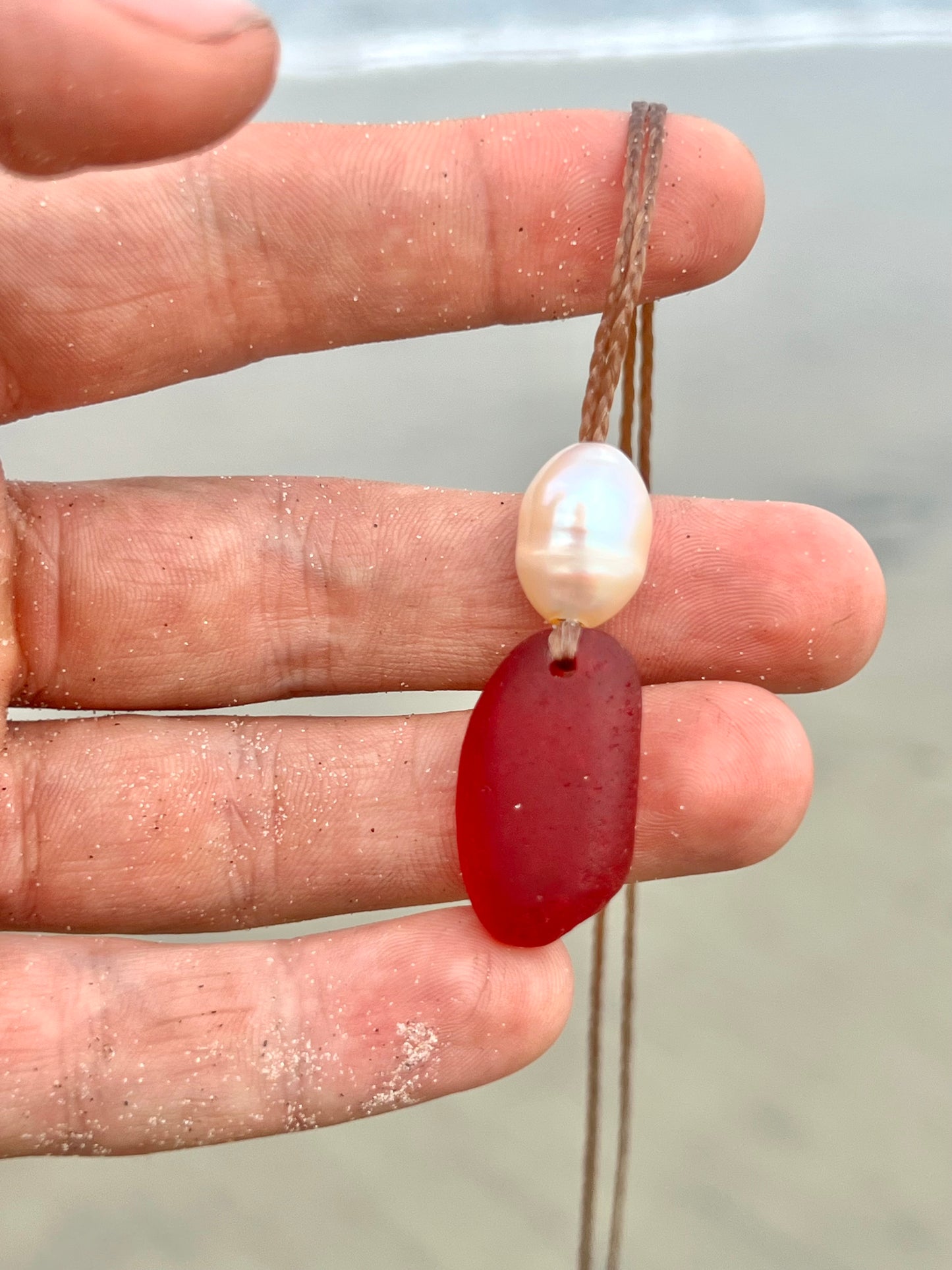 “Fire” Red Sea Glass Necklace