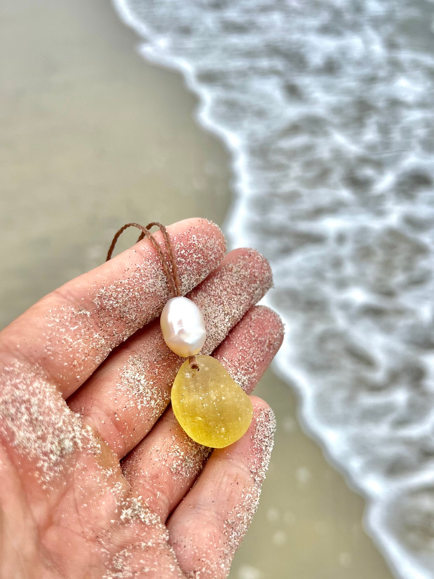 Lemon Yellow Sea Glass Necklace