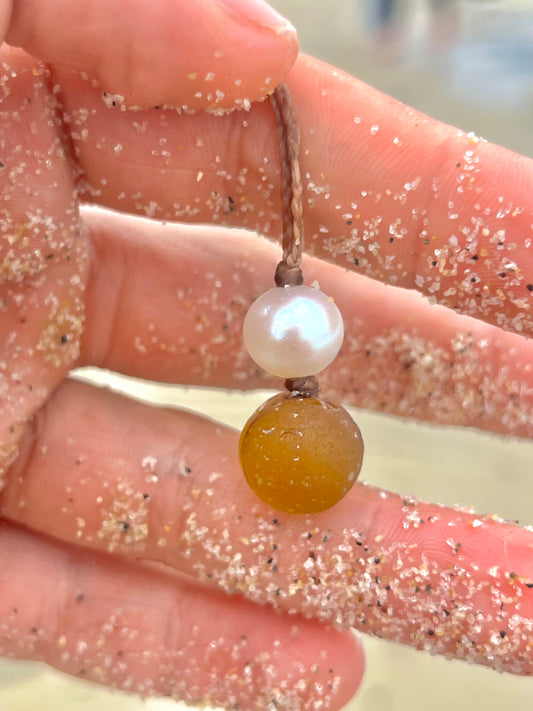Orange Sea Marble Necklace- Tension Set