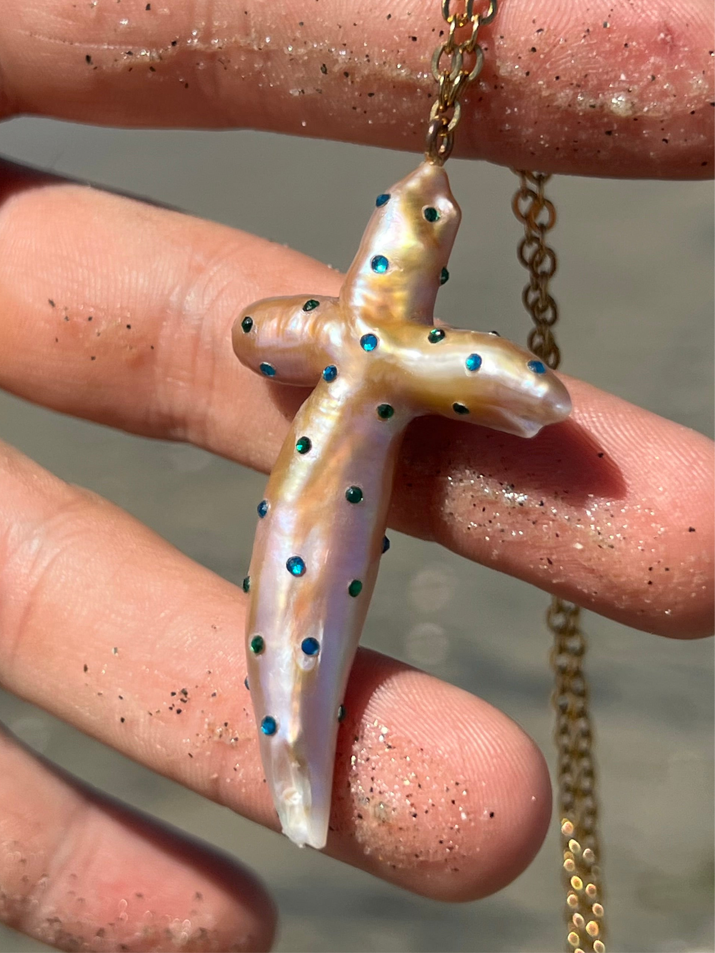 Gem Encrusted Pearl Necklace