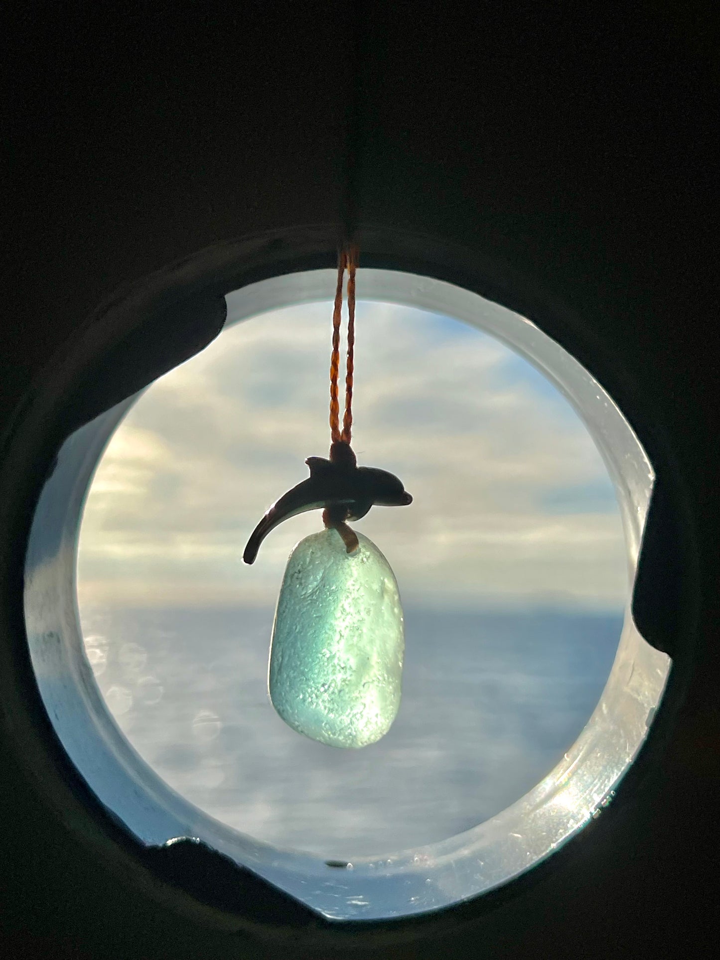 “Dolphin Splash” Aqua Sea Glass Necklace