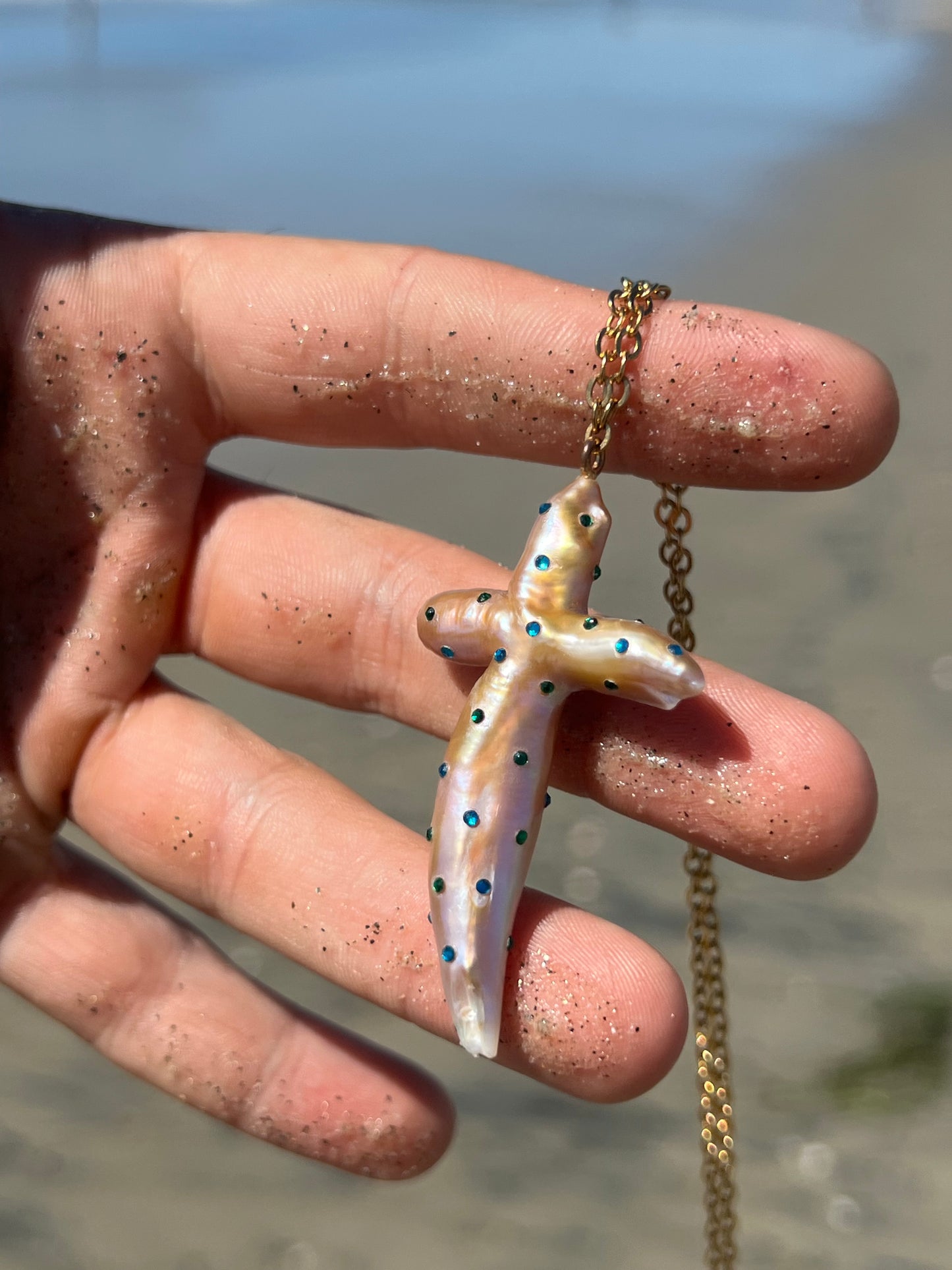 Gem Encrusted Pearl Necklace