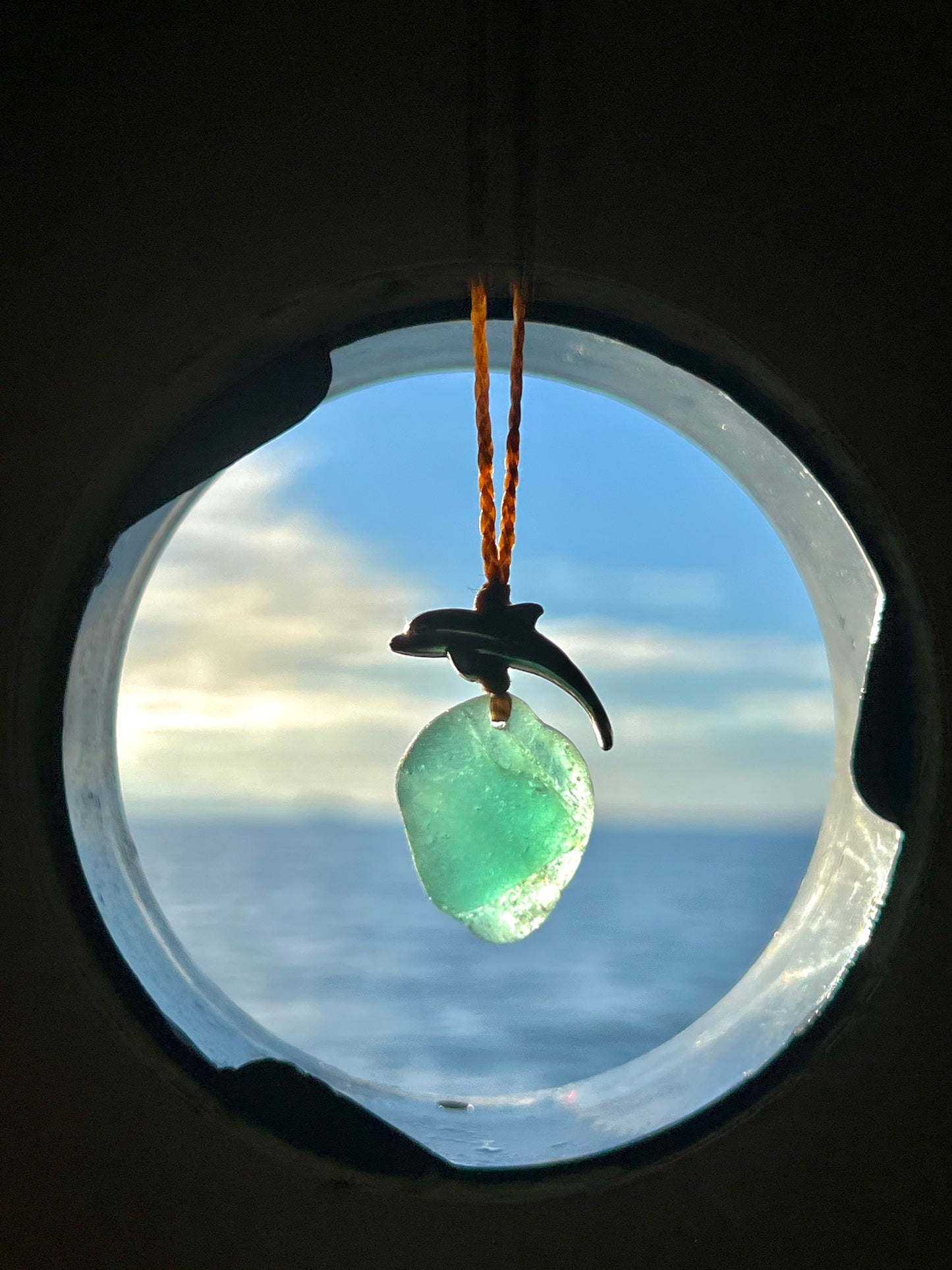 “Dolphin Splash” Aqua Sea Glass Necklace