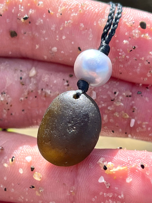 Perfect Black Sea Glass Necklace