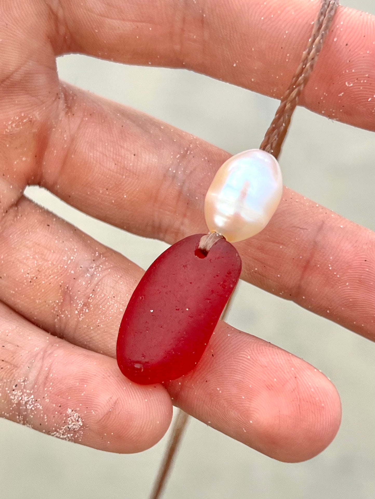 “Fire” Red Sea Glass Necklace
