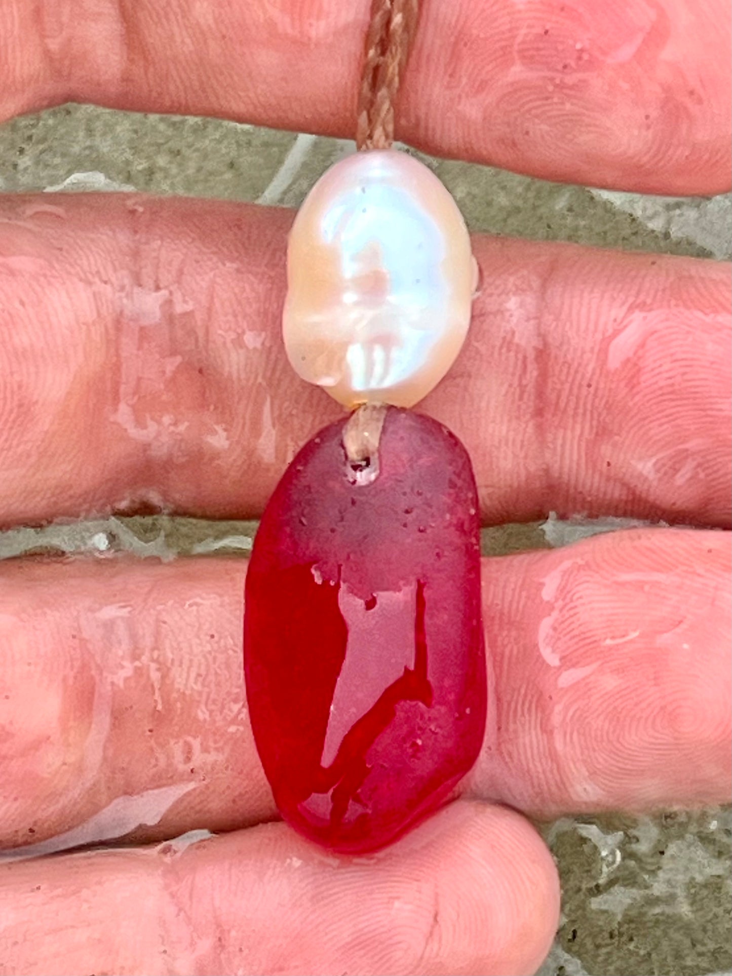 “Fire” Red Sea Glass Necklace