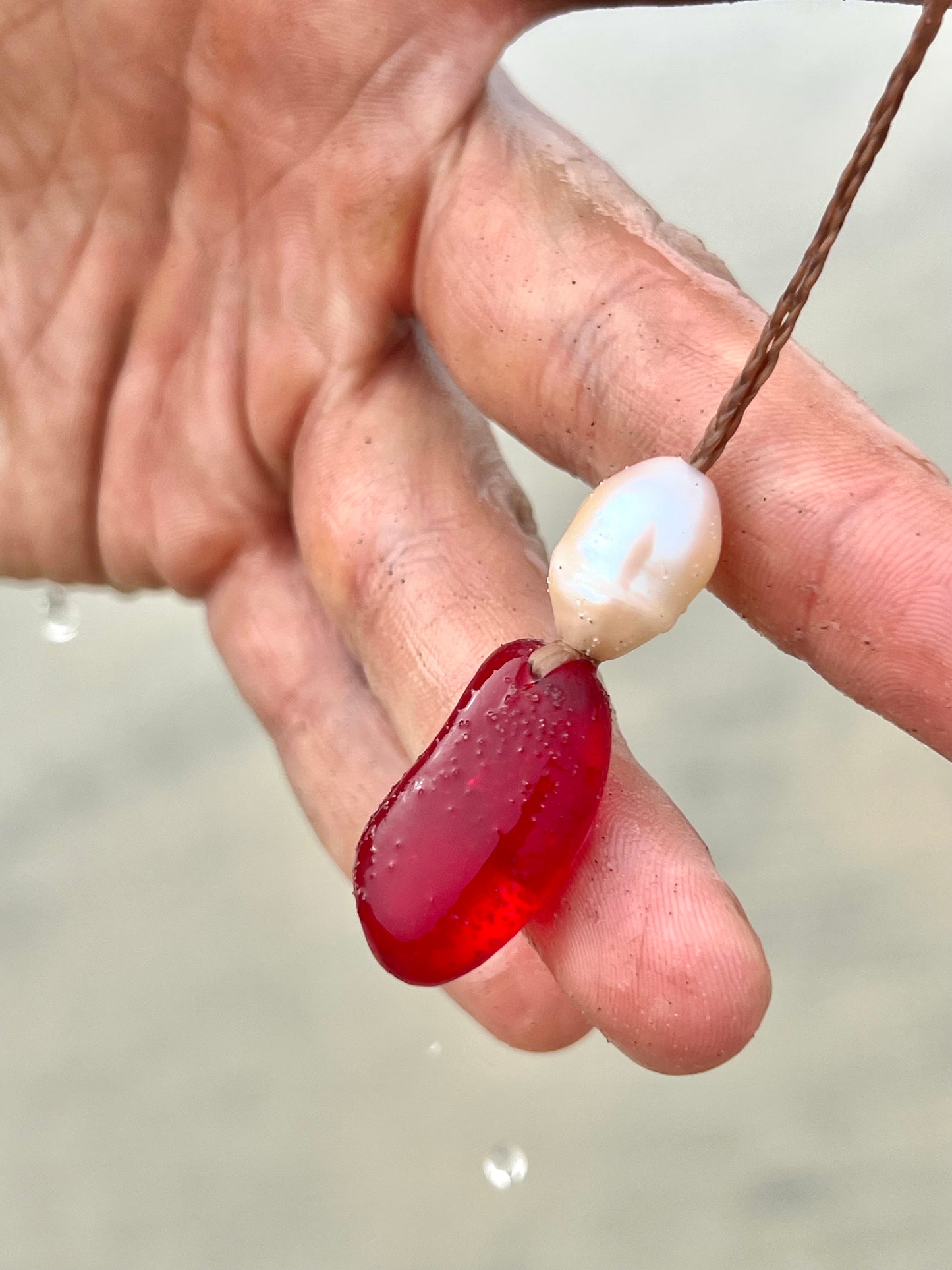 “Fire” Red Sea Glass Necklace
