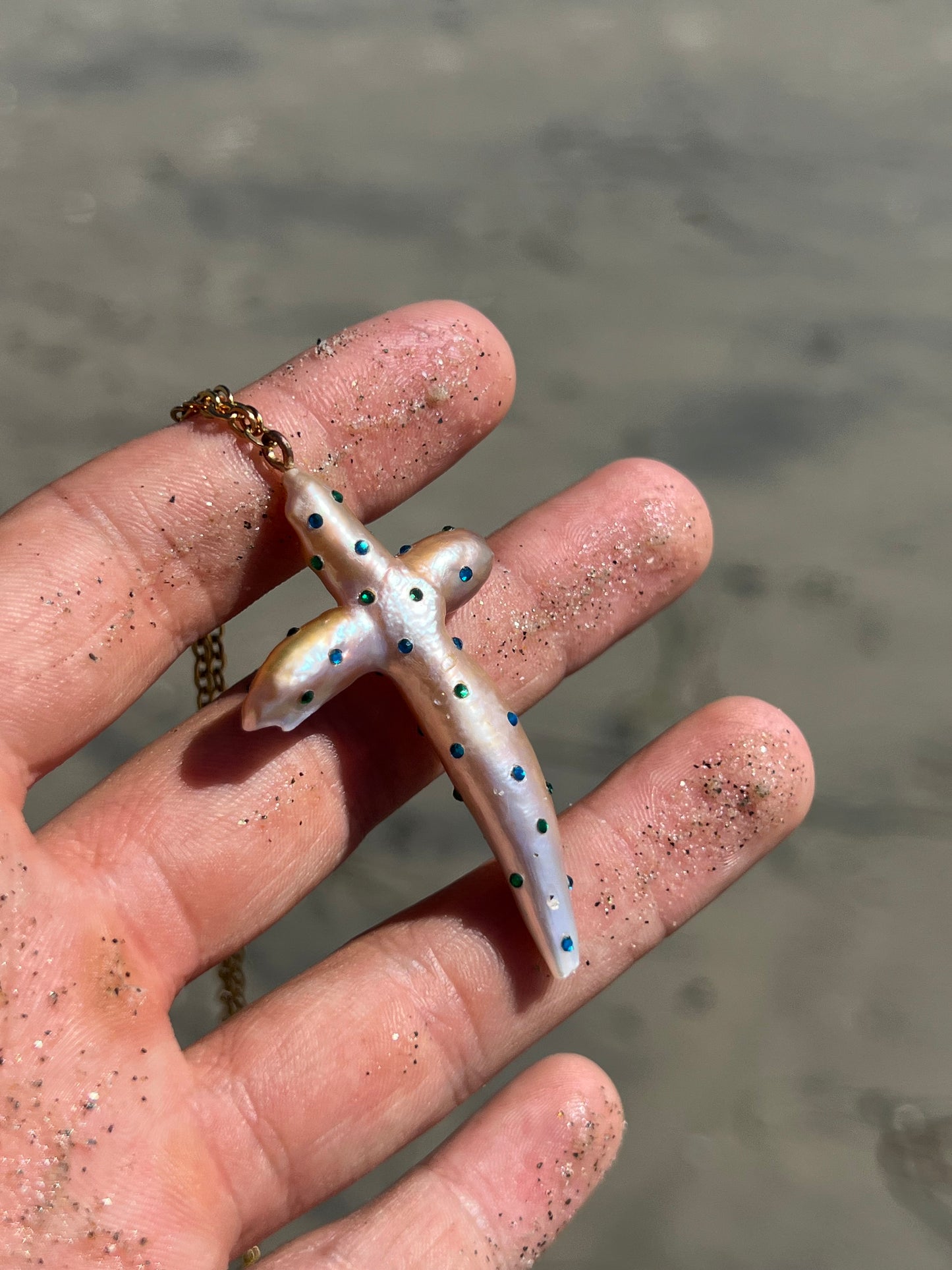 Gem Encrusted Pearl Necklace