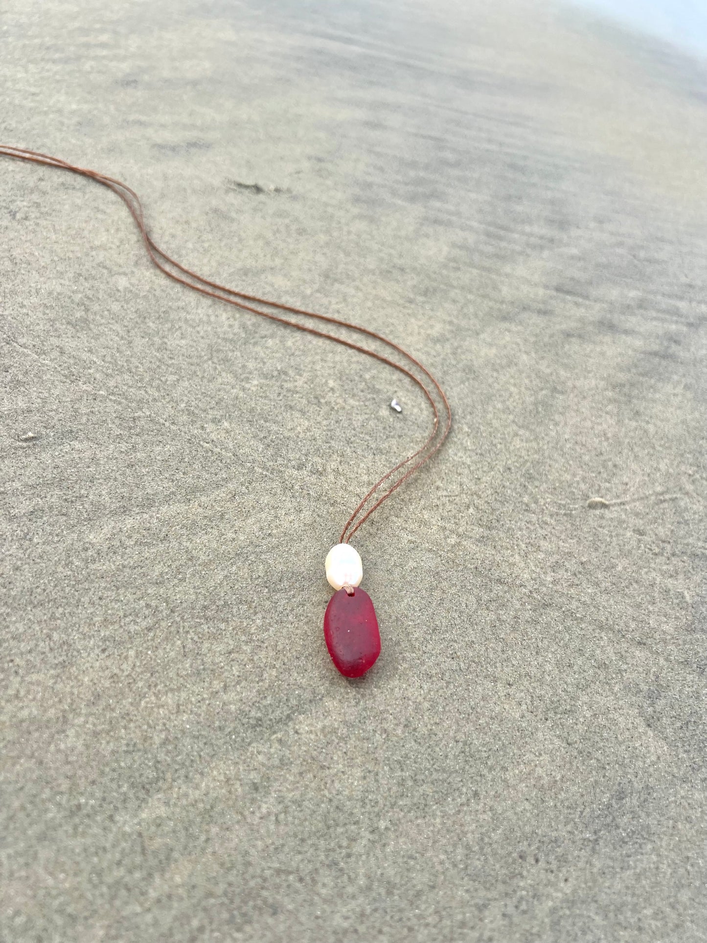 “Fire” Red Sea Glass Necklace
