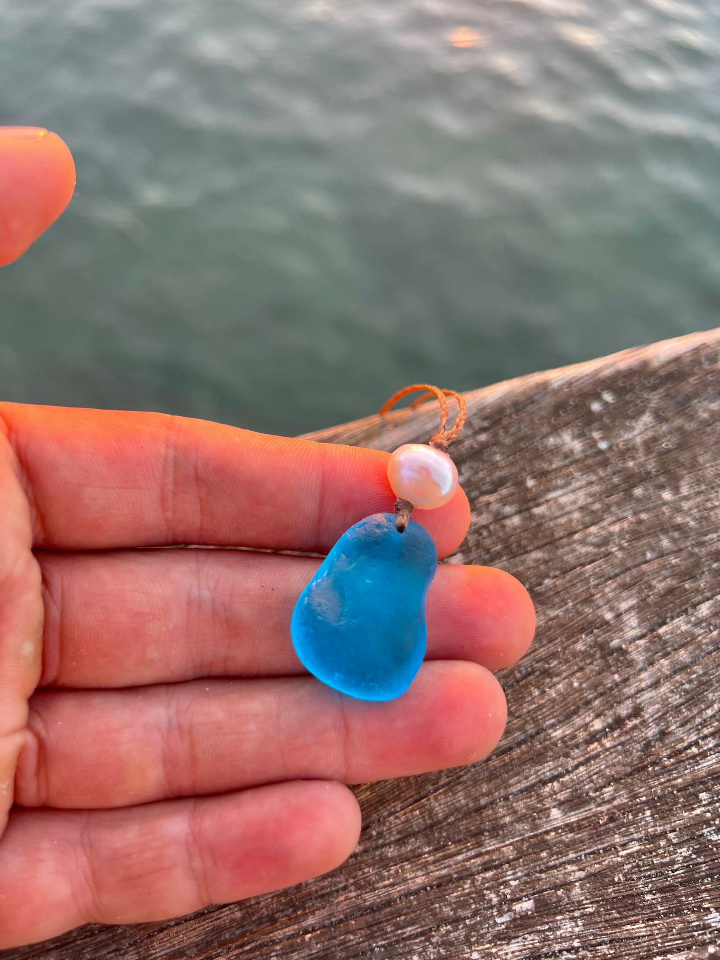RARE Turquoise Sea Glass Necklace