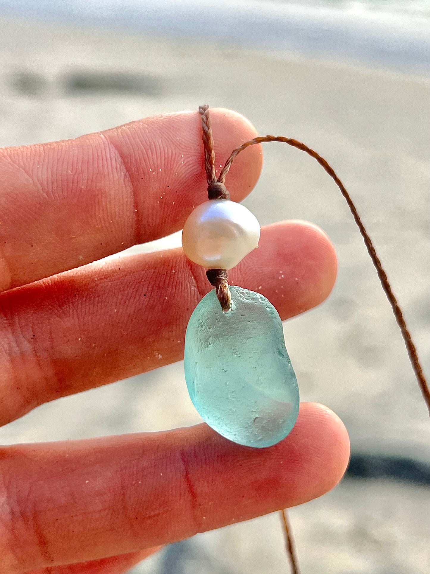 Aqua Sea Glass Necklace