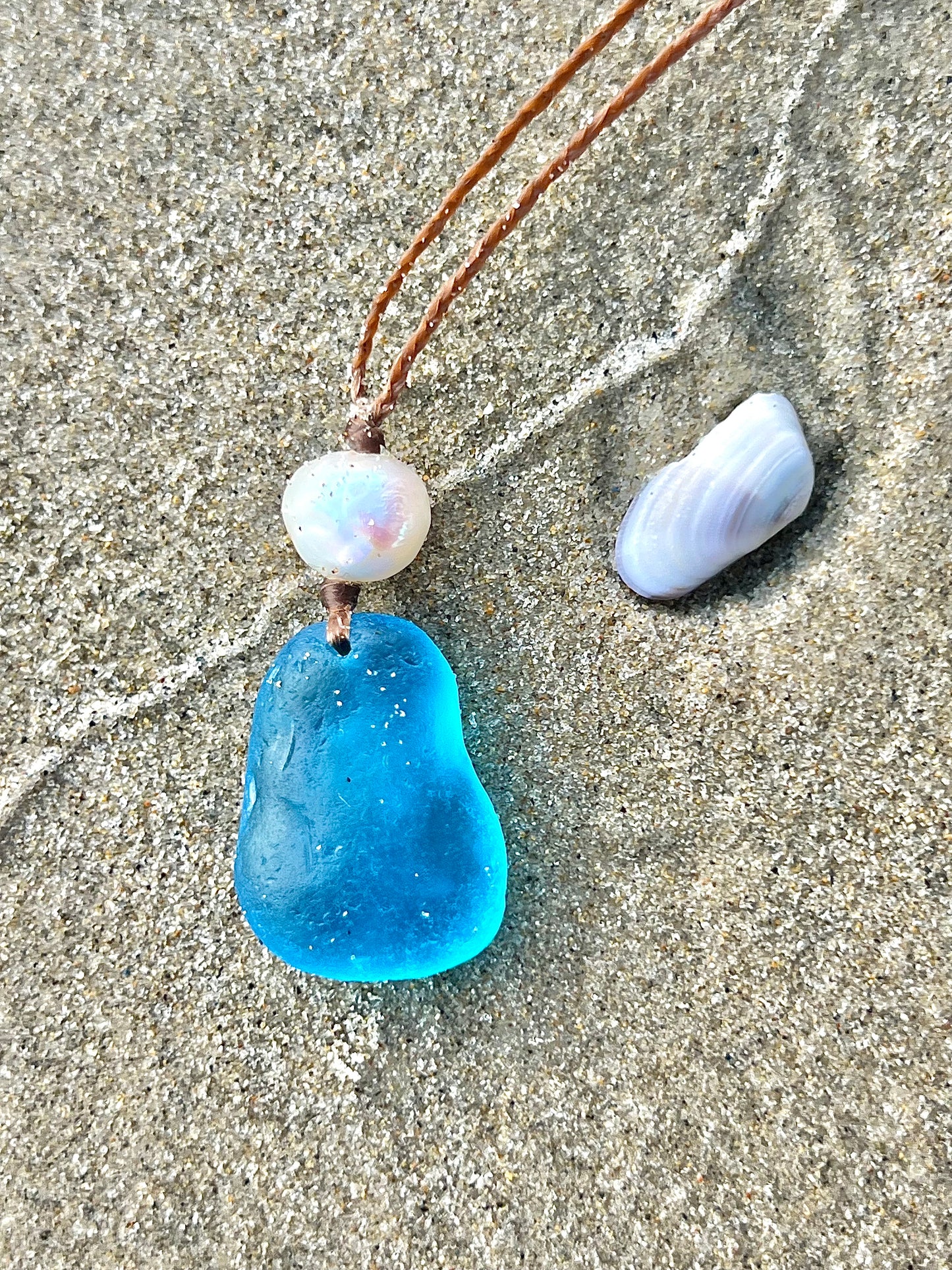 RARE Turquoise Sea Glass Necklace
