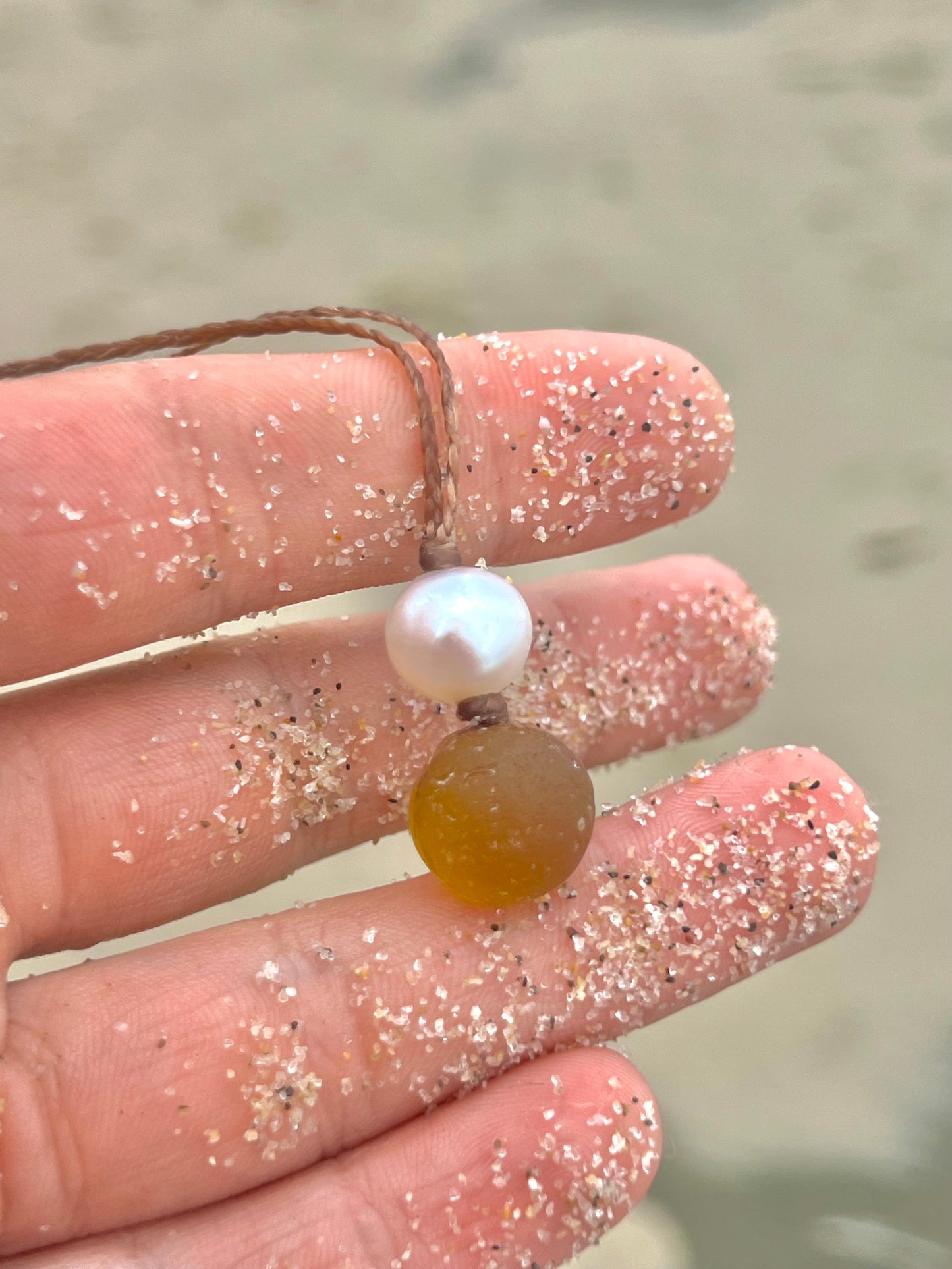 Orange Sea Marble Necklace- Tension Set