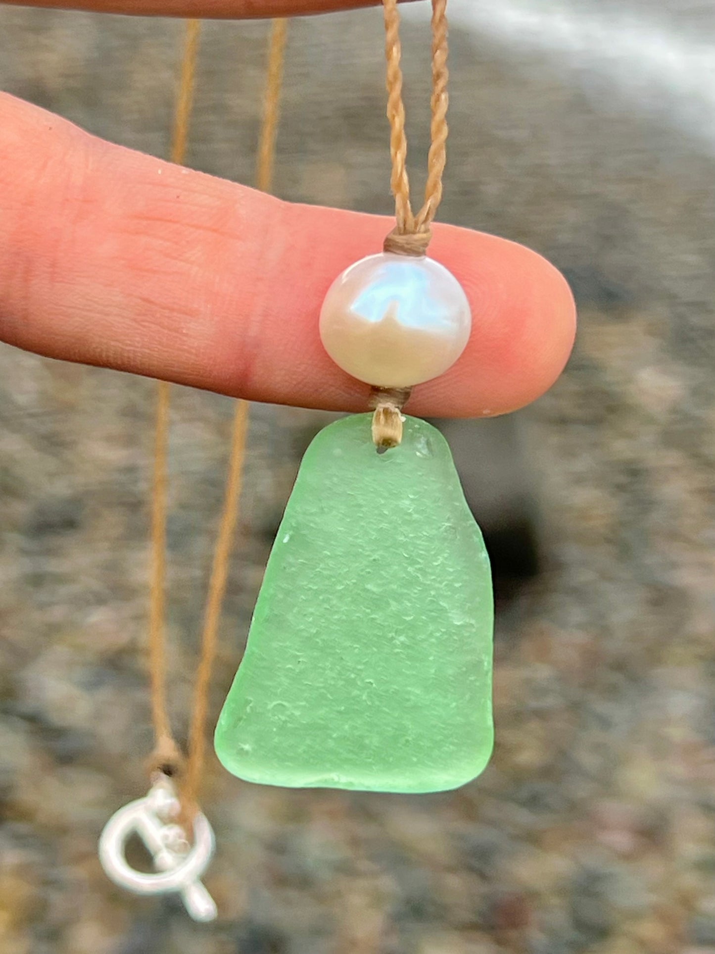 Mint Green Japanese Sea Glass Necklace