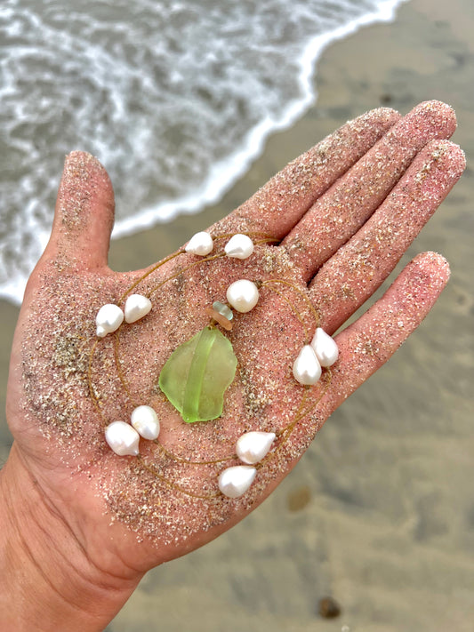 Rare UV Sea Glass Necklace