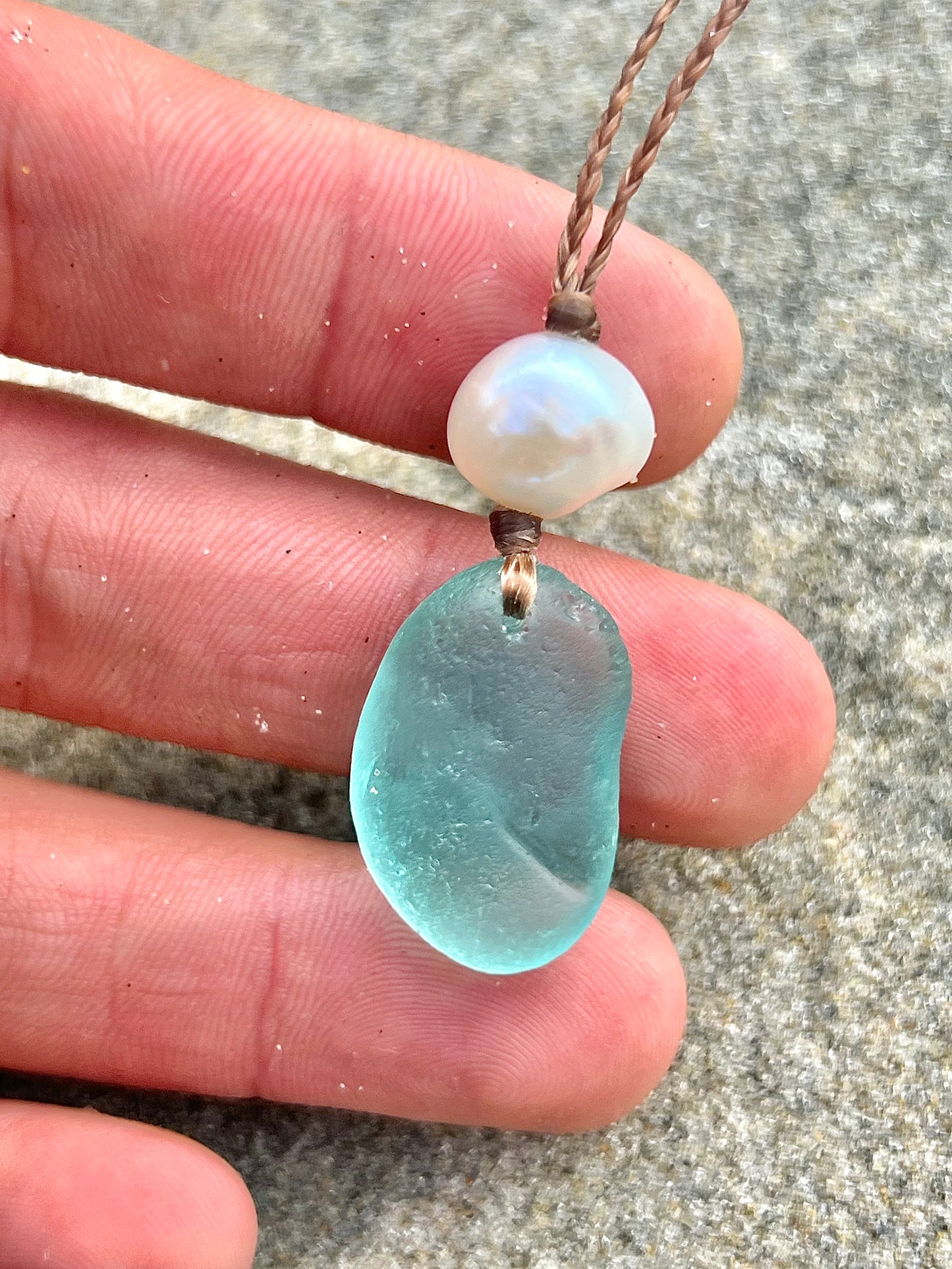 Aqua Sea Glass Necklace