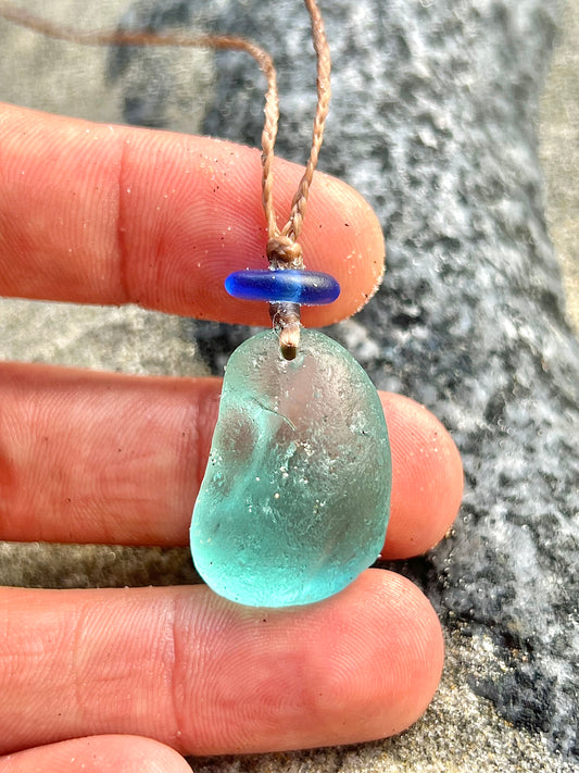Chunky Aqua+Cobalt Sea Glass Necklace