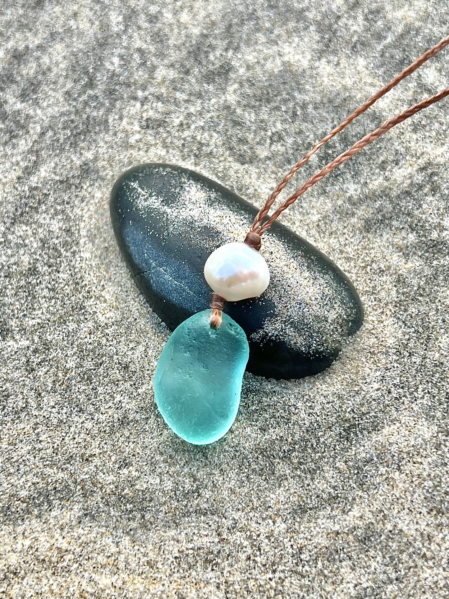 Aqua Sea Glass Necklace