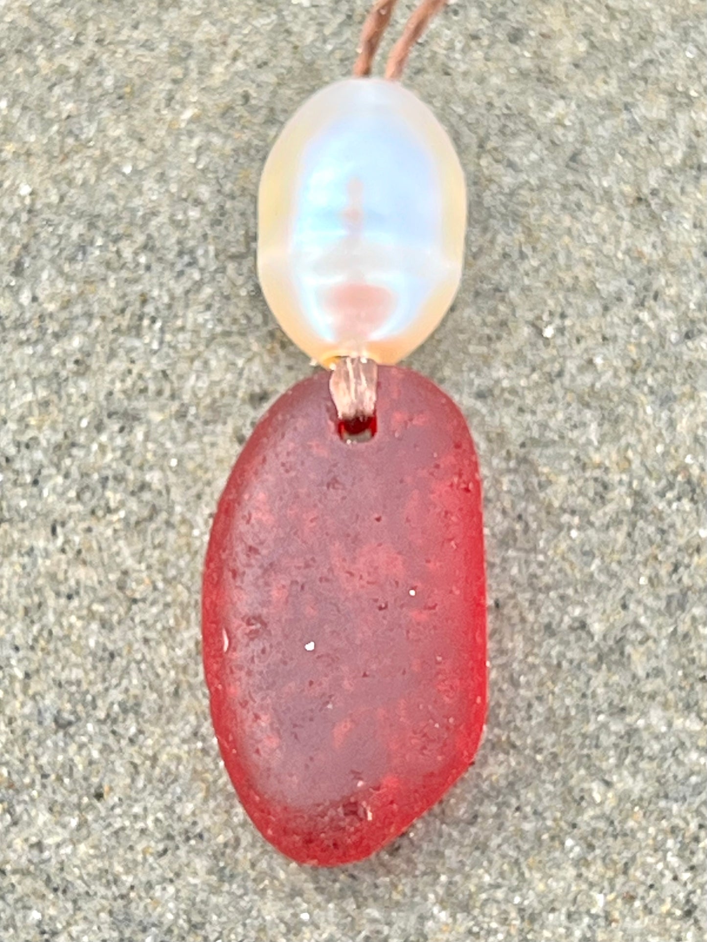 “Fire” Red Sea Glass Necklace