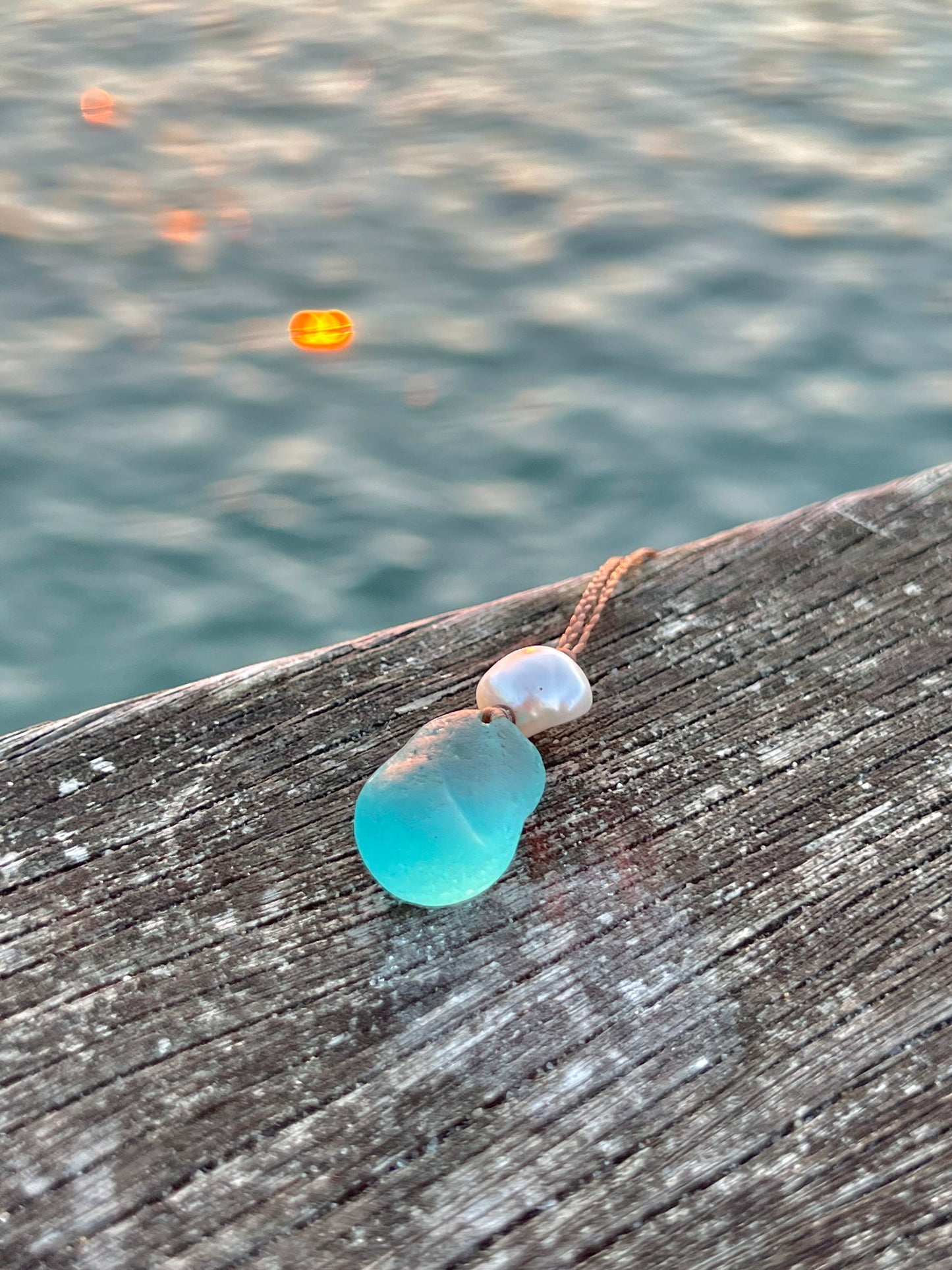 Aqua Sea Glass Necklace