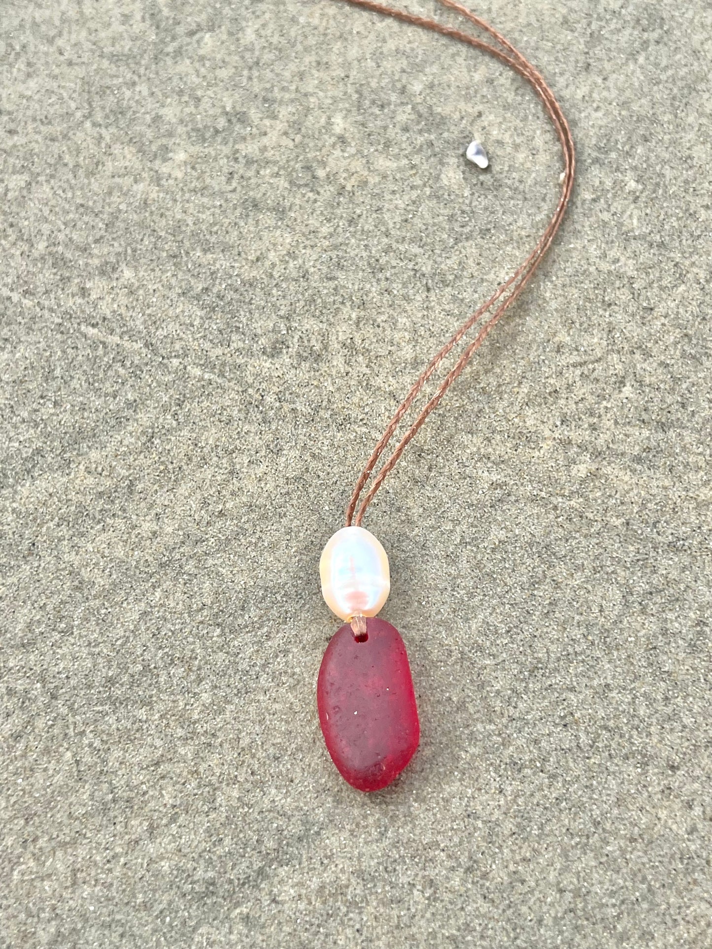 “Fire” Red Sea Glass Necklace